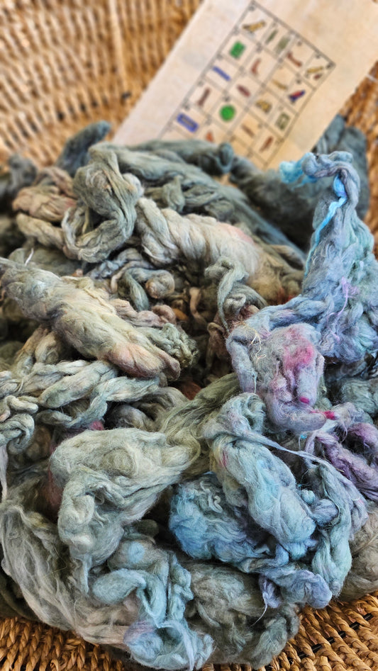 SOBEK Hand-Dyed Organic Extra Fine Cotton Noil for fiber art, texture blending, and papermaking - 1 ounce | 28 grams