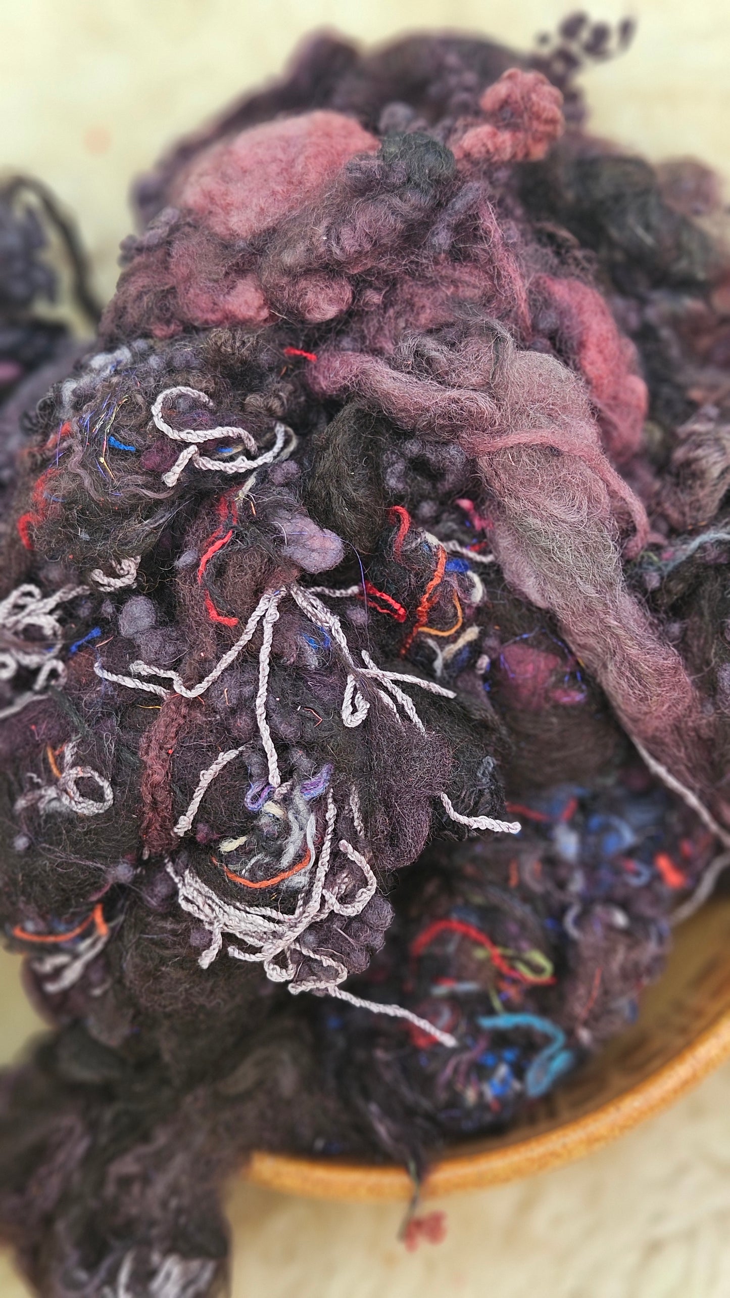 OASIS SHADE - Hand-Dyed Recycled Wool Texture Blend for art yarn embellishing, texture blending, felting, mixed media, and fiber art - 4 ounces | 114 grams