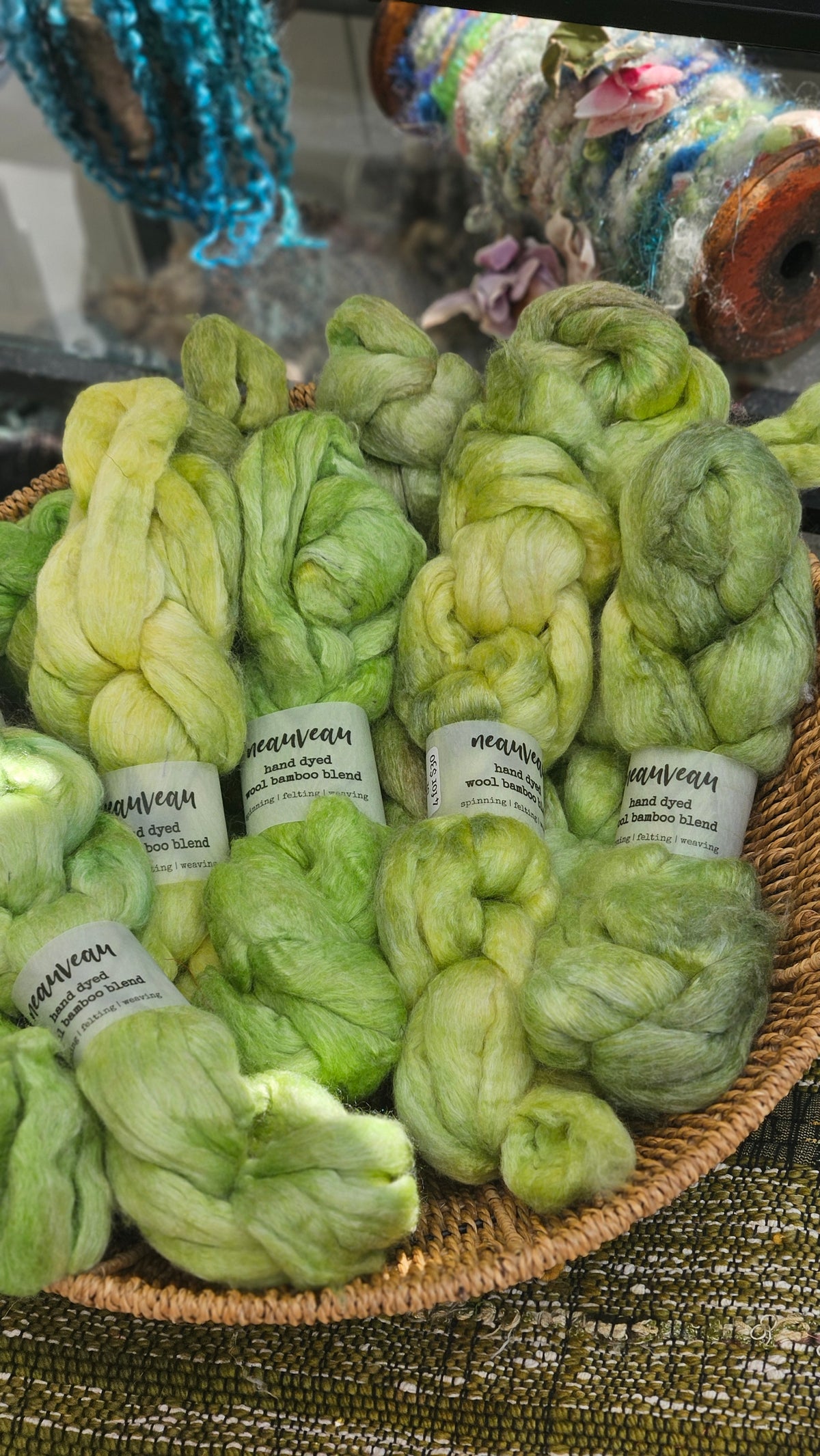 Matcha Pearl - wool bamboo roving for felting and blending - 2 ounces | 57 grams