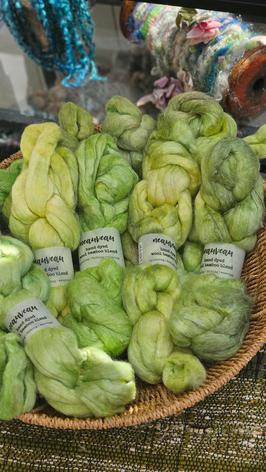 Matcha Pearl - wool bamboo roving for felting and blending - 2 ounces | 57 grams