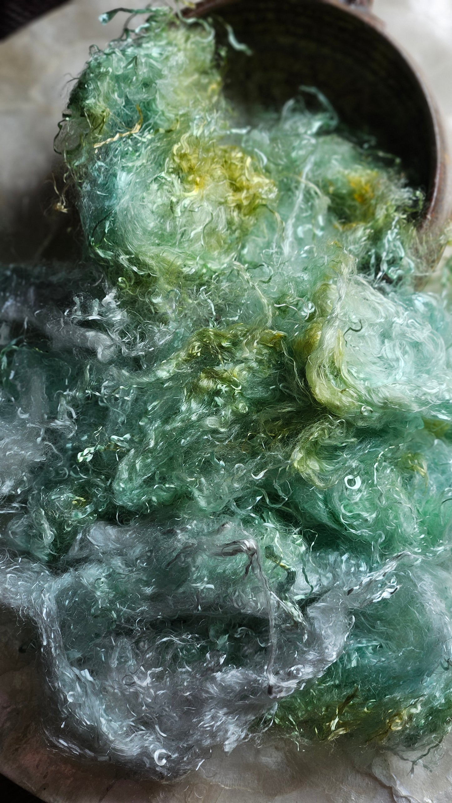 SERAPHINITE - hand-dyed eucalyptus crimp faux-silk for art yarn embellishing, fiber blending, felting, and papermaking - 2 oz | 57 g