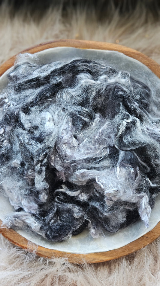 Black Licorice - hand-dyed fine wool and silky bamboo mill ends - 5 oz |  142 g