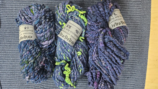 Handspun Yarn Lot - 3 Skeins Blueberry