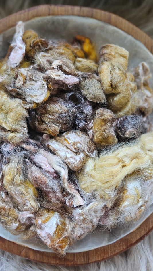 Tres Leches - hand-dyed fine wool and silky bamboo mill ends - 5 oz |  142 g