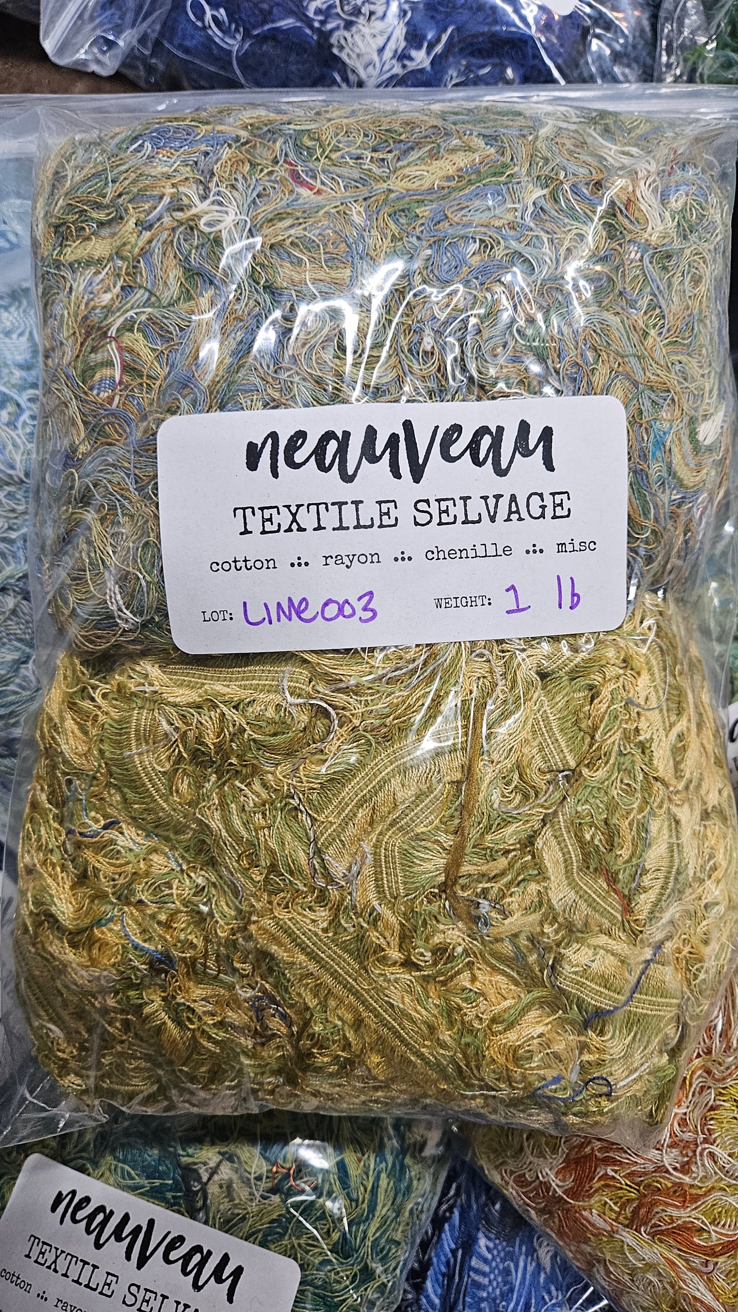 LIME TREE - textile selvedge for rug and art weaving and art yarn - LIME003 (1 lb)