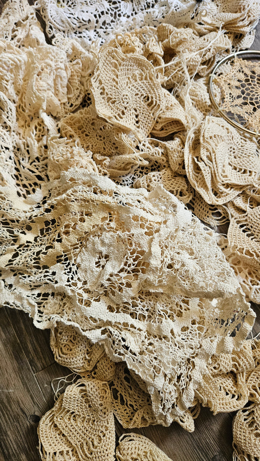 .85 pounds Antique Handmade Crochet Lace Destash