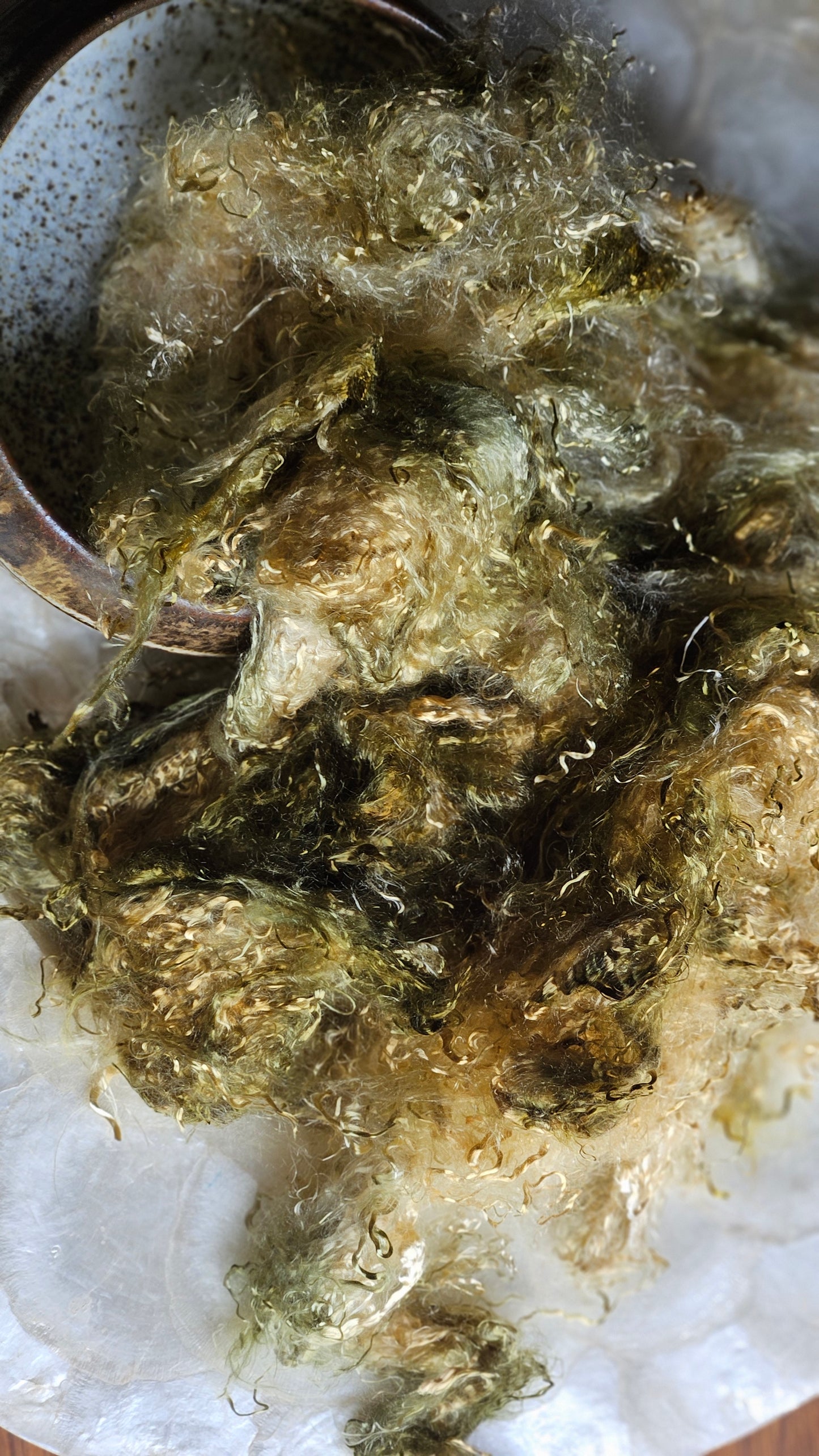 CHRYSOBERYL - hand-dyed eucalyptus crimp faux-silk for art yarn embellishing, fiber blending, felting, and papermaking - 2 oz | 57 g