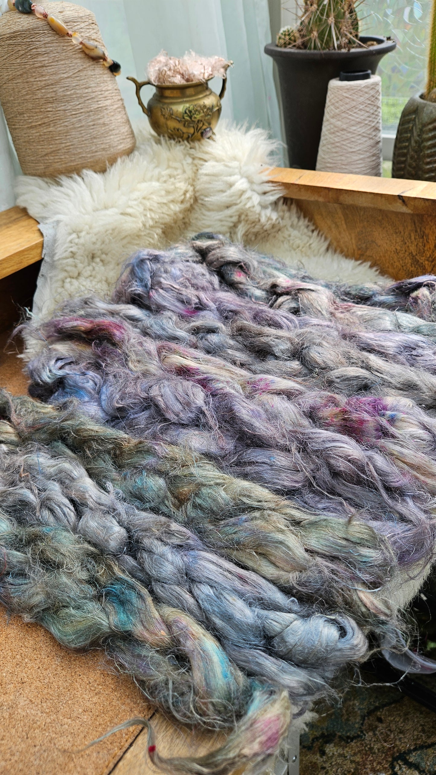 SELKIE Hand-Dyed Fine Hemp for fiber art, texture blending, and papermaking - 2 ounces | 57 grams