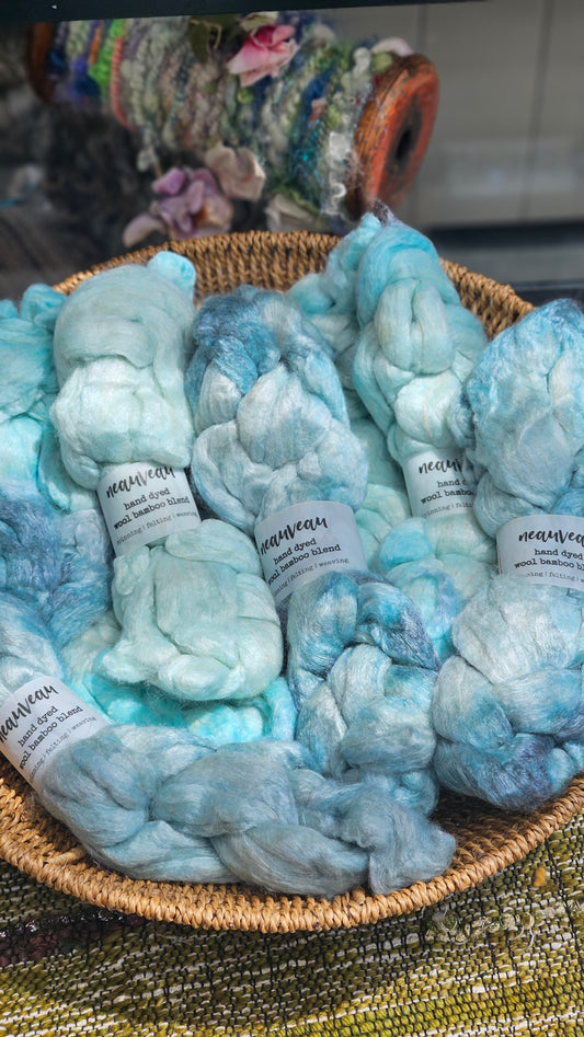 Sky Pearl - wool bamboo roving for felting and blending - 2 ounces | 57 grams
