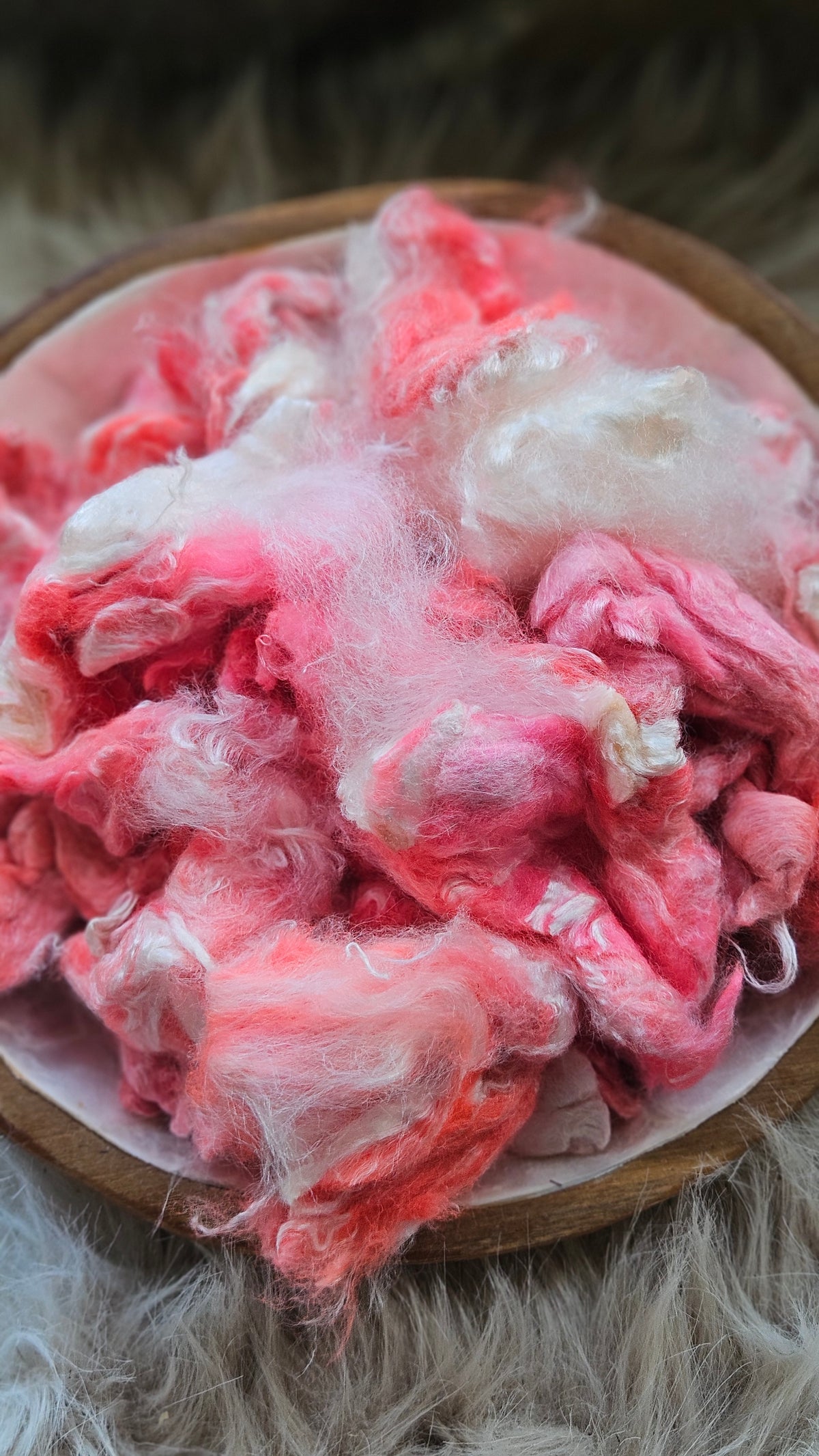 Mooncake - hand-dyed fine wool and silky bamboo mill ends - 5 oz |  142 g