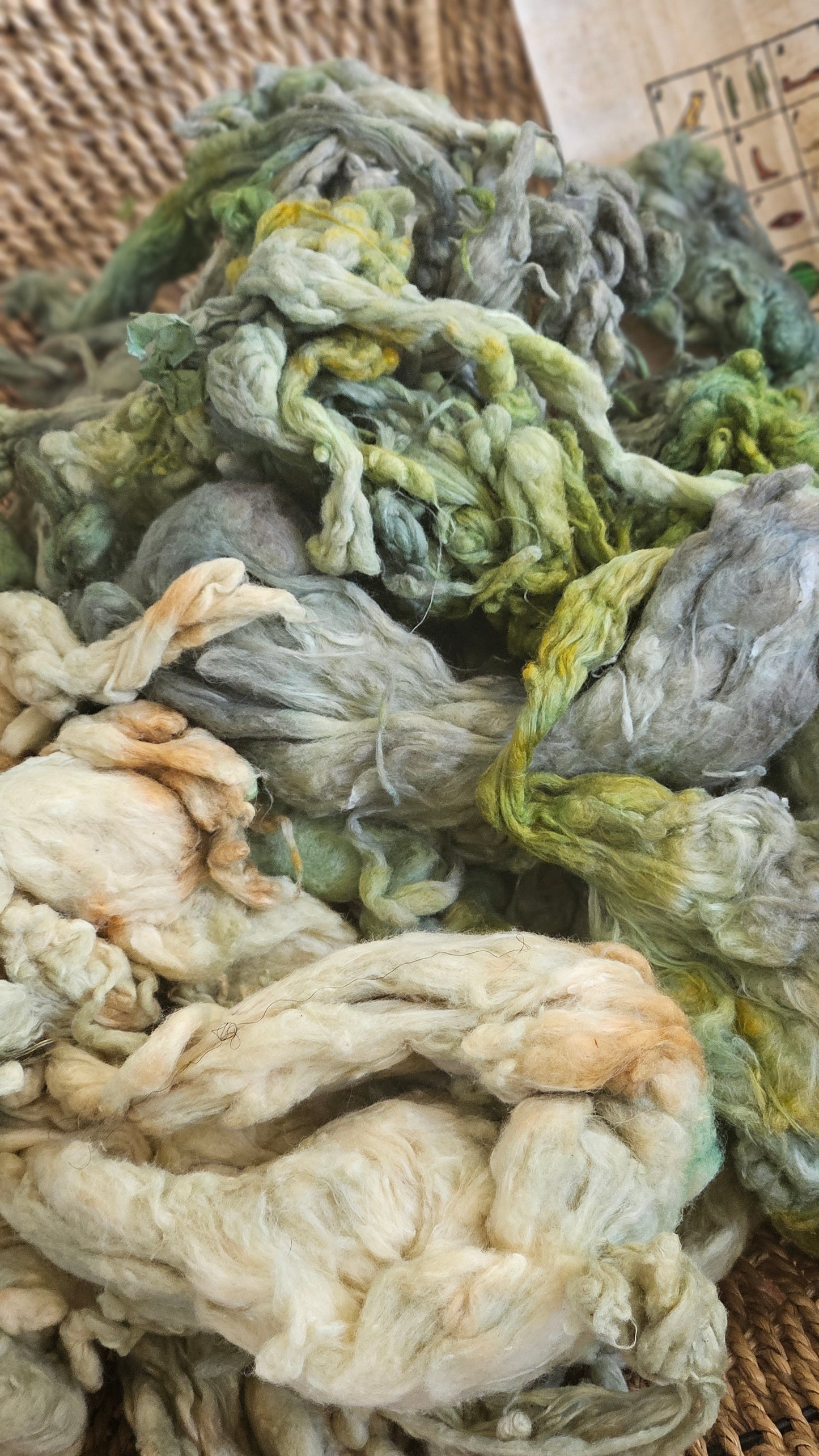 HATSHEPSUT Hand-Dyed Organic Extra Fine Cotton Noil for fiber art, texture blending, and papermaking - 1 ounce | 28 grams