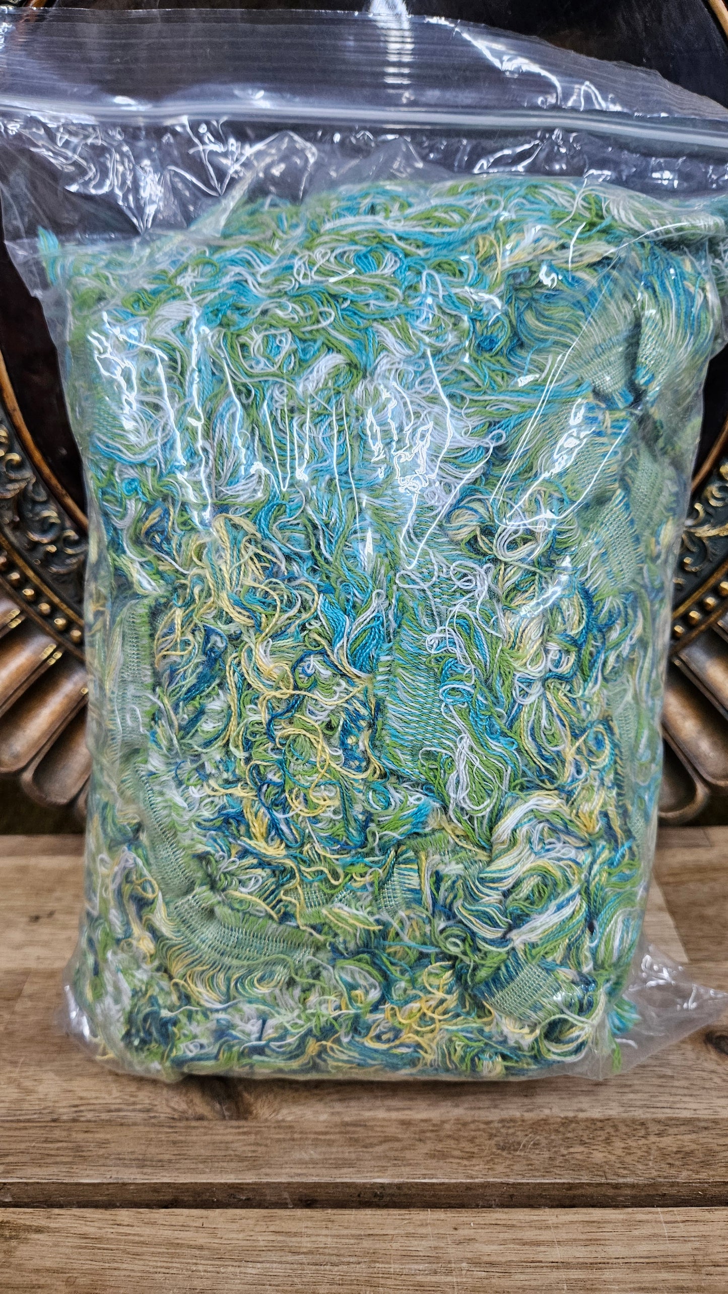 LIME TREE - shaggy fringe ribbon for tapestry weaving and fiber art - LIME005 (.8 lb)