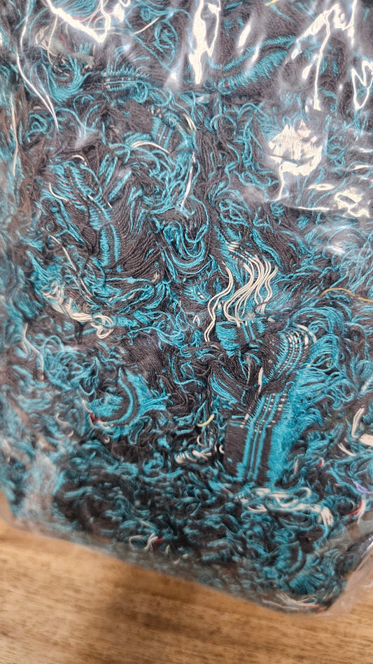 QUIET LAGOON - shaggy fringe ribbon for tapestry weaving and fiber art - TURQ04 (.8 lb)