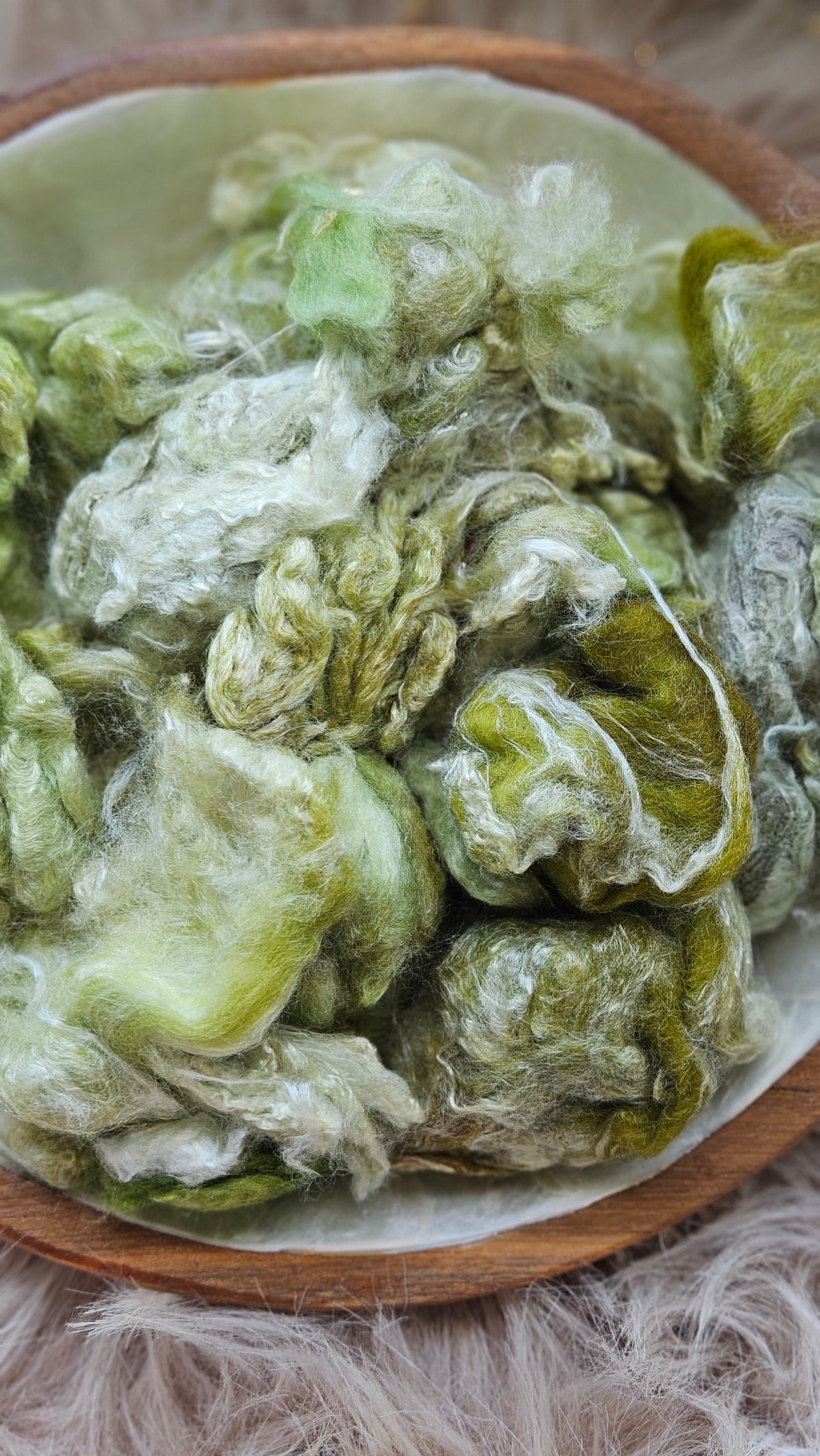 Matcha - hand-dyed fine wool and silky bamboo mill ends - 5 oz |  142 g