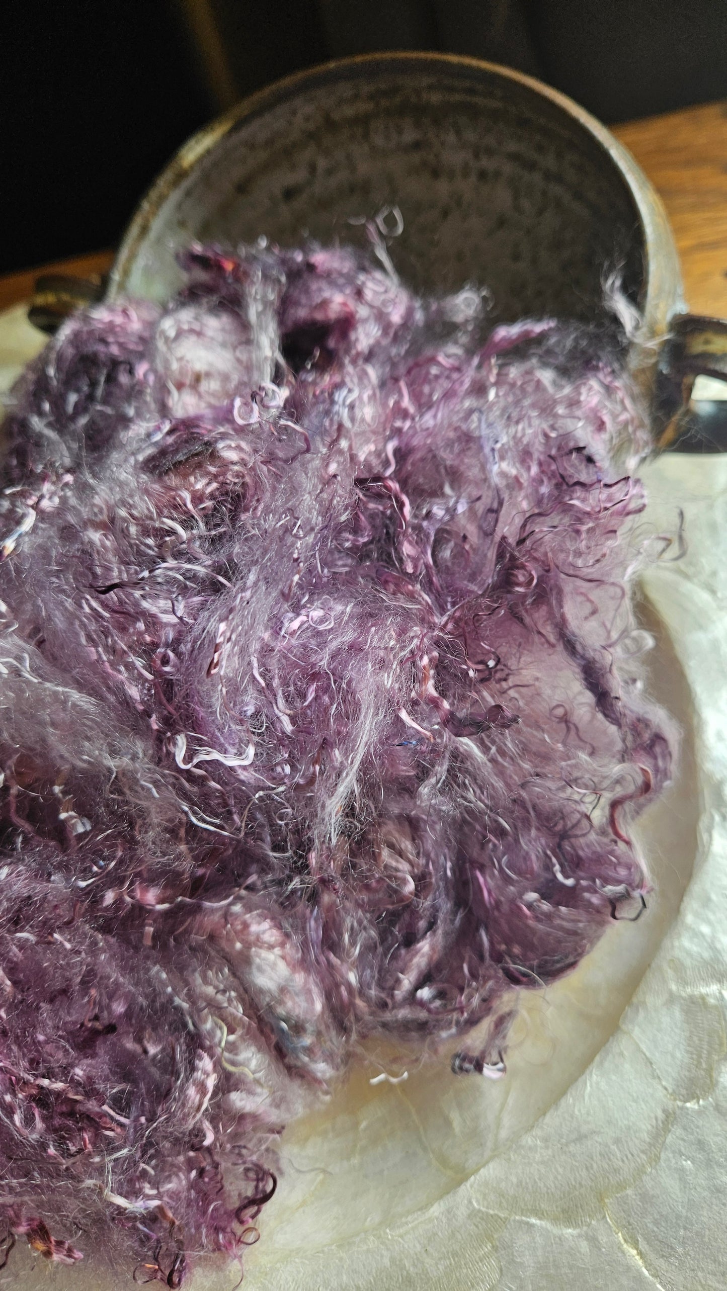 PURPURITE - hand-dyed eucalyptus crimp faux-silk for art yarn embellishing, fiber blending, felting, and papermaking - 2 oz | 57 g