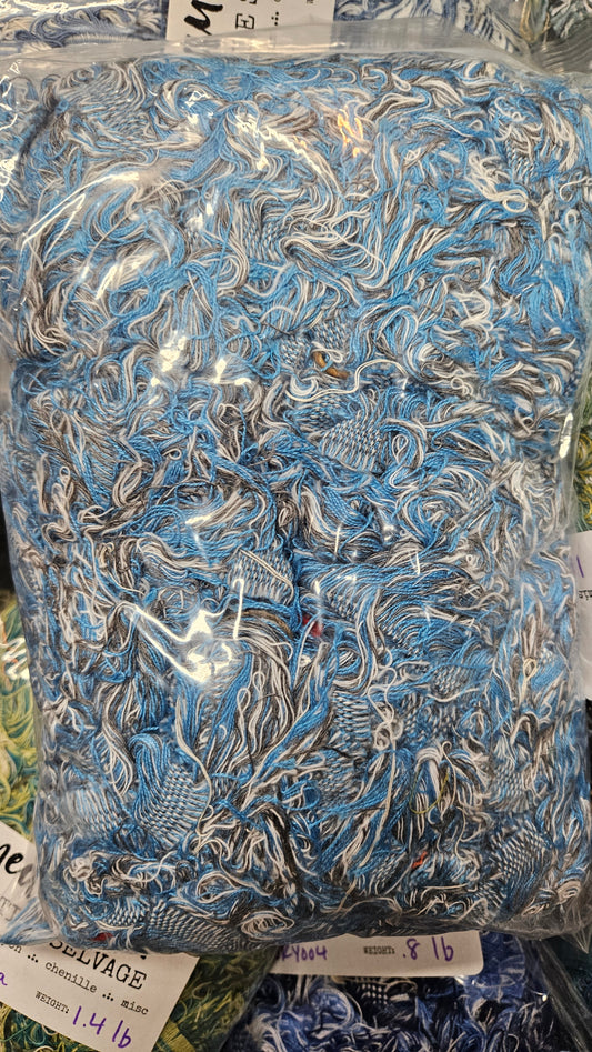 BLUE SKIES - textile selvedge for rug and art weaving and art yarn - SKY010 (1 lb)