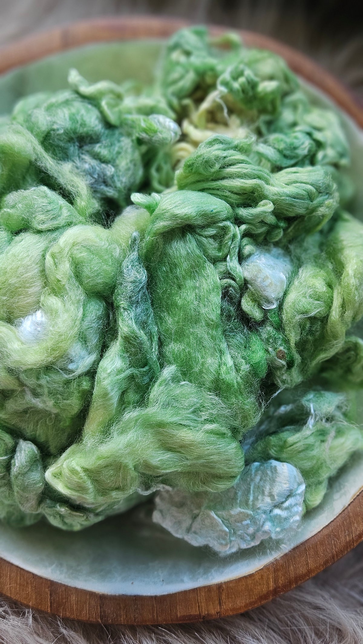 Spearmint - hand-dyed fine wool and silky bamboo mill ends - 5 oz |  142 g