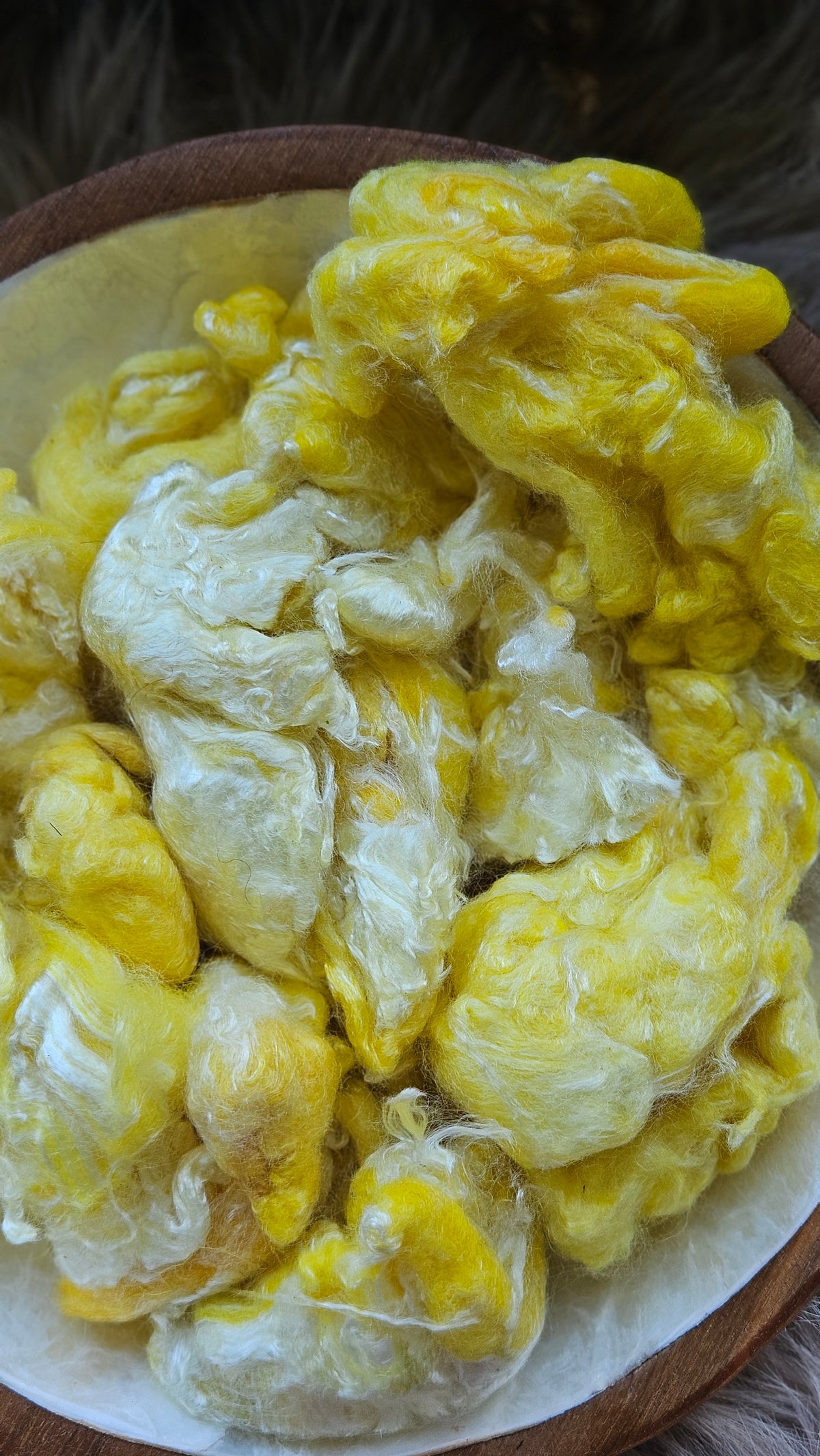 Mango Sorbet - hand-dyed fine wool and silky bamboo mill ends - 5 oz |  142 g