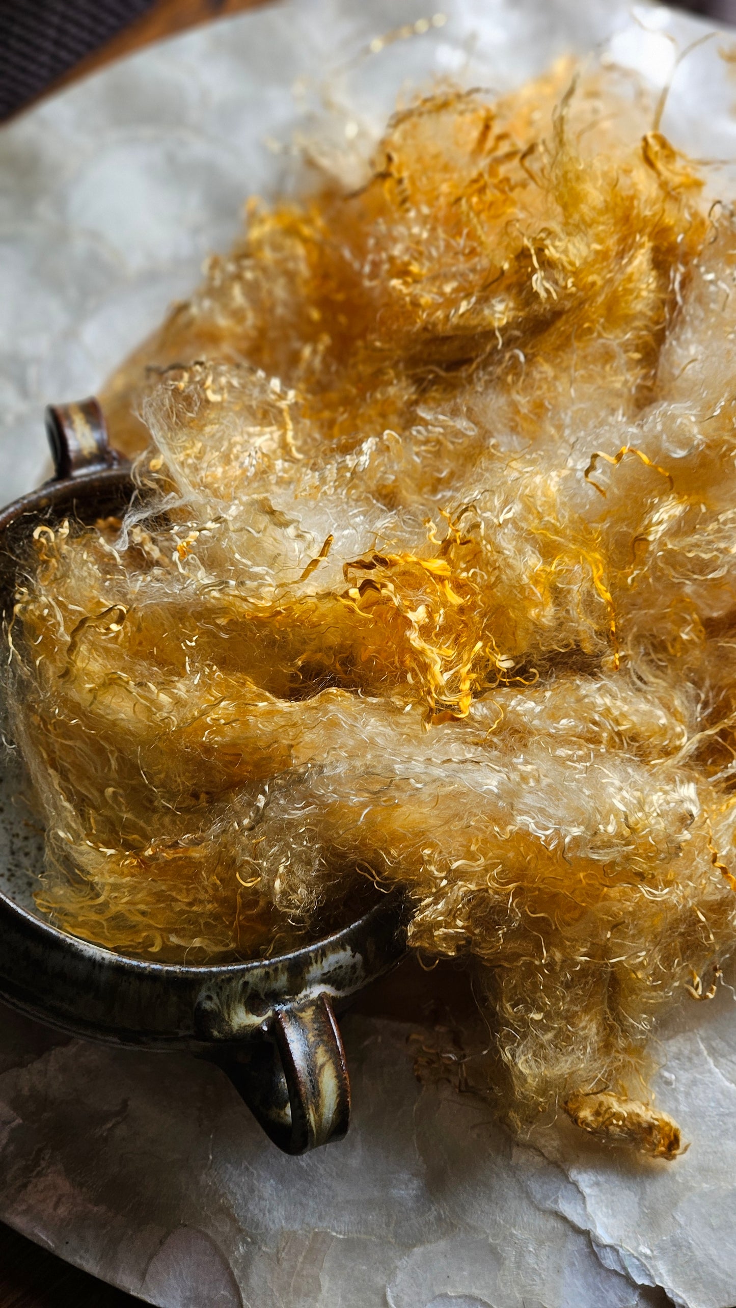 SUNSTONE - hand-dyed eucalyptus crimp faux-silk for art yarn embellishing, fiber blending, felting, and papermaking - 2 oz | 57 g