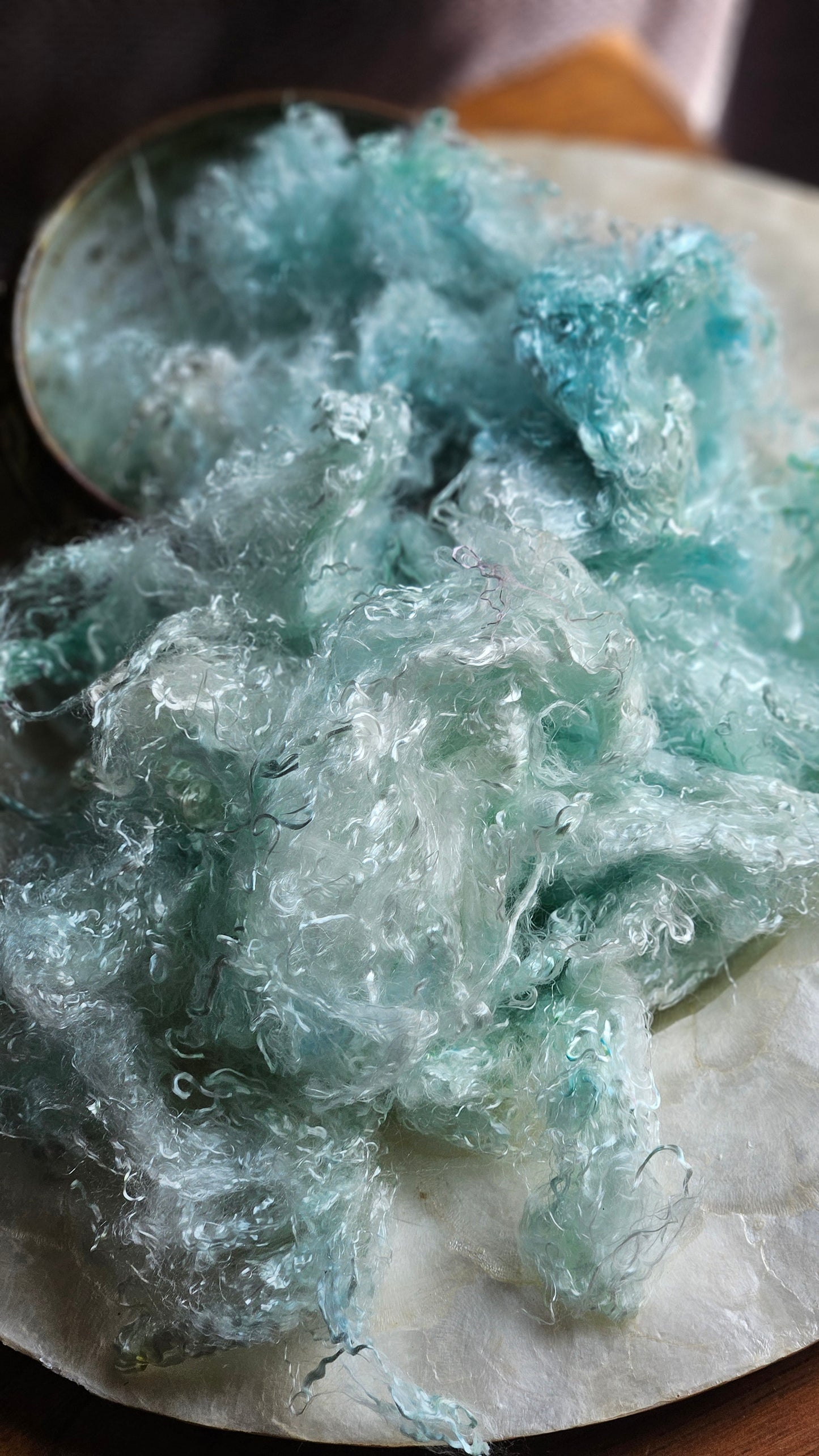 AMAZONITE - hand-dyed eucalyptus crimp faux-silk for art yarn embellishing, fiber blending, felting, and papermaking - 2 oz | 57 g