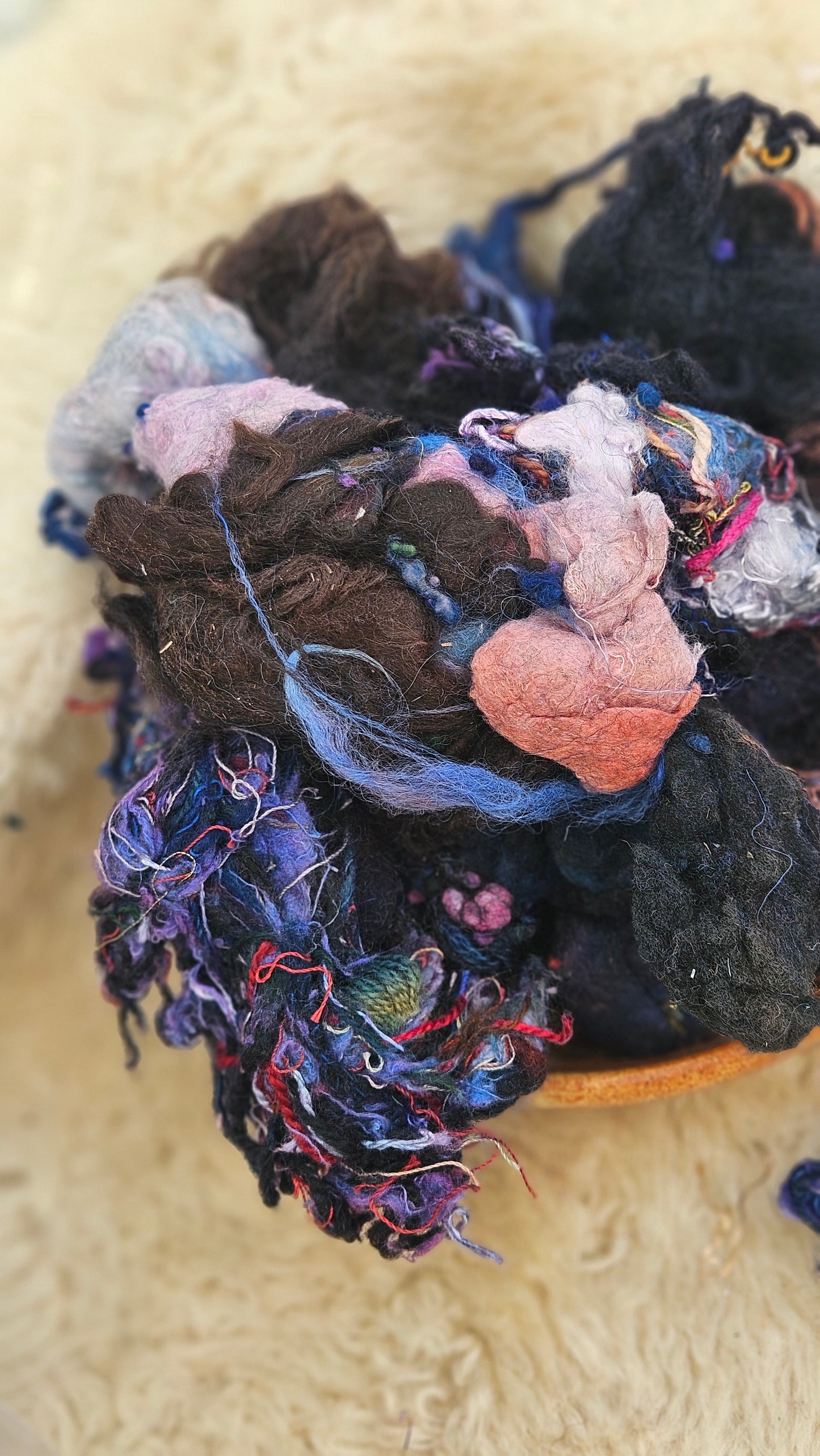 MOONLIT REEF - Hand-Dyed Alpaca Bamboo Texture Blend for art yarn embellishing, texture blending, felting, mixed media, and fiber art - 4 ounces | 114 grams