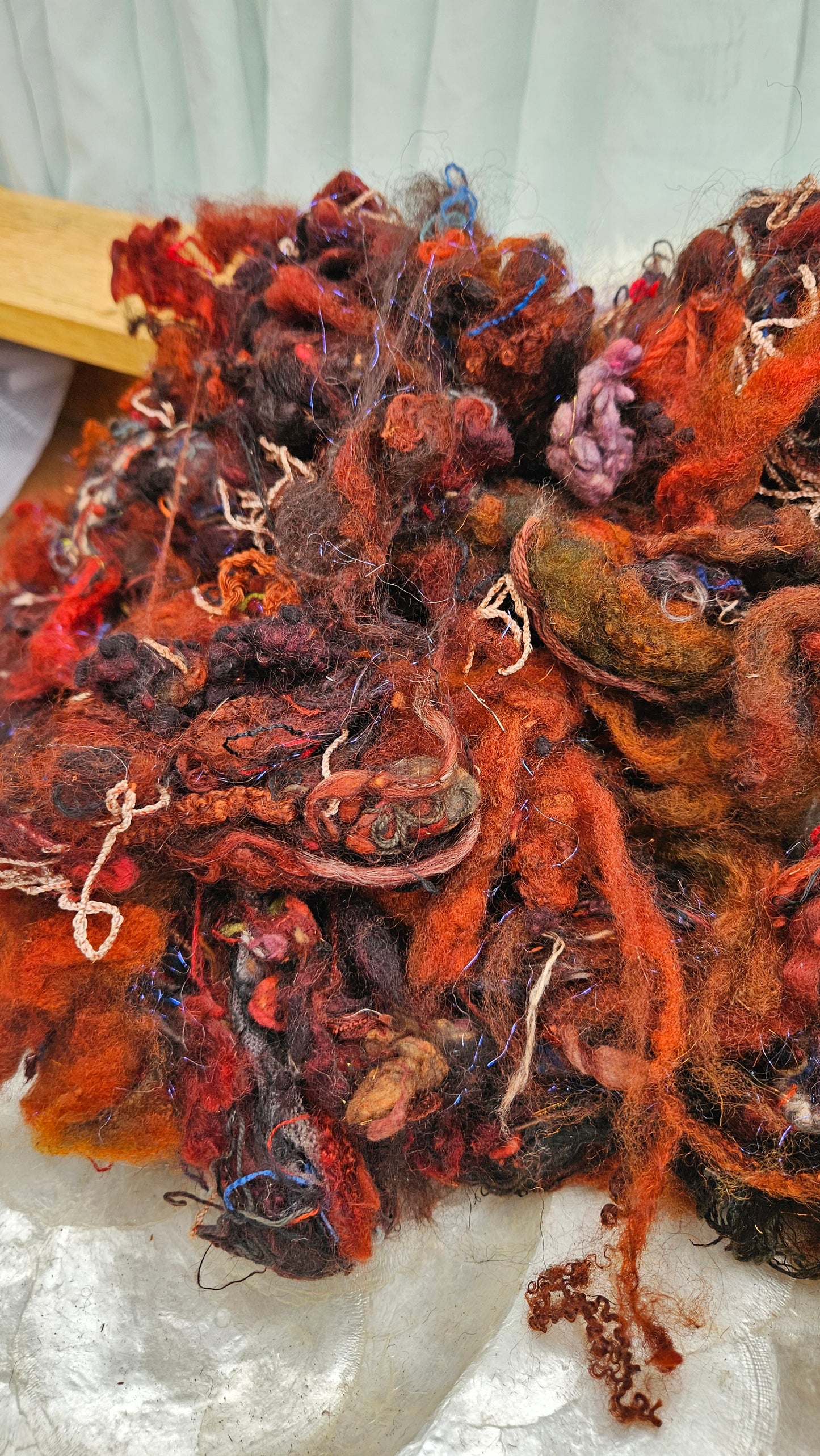 EMBER DAYS - Hand-Dyed Alpaca Bamboo Texture Blend for art yarn embellishing, texture blending, felting, mixed media, and fiber art - 4 ounces | 114 grams