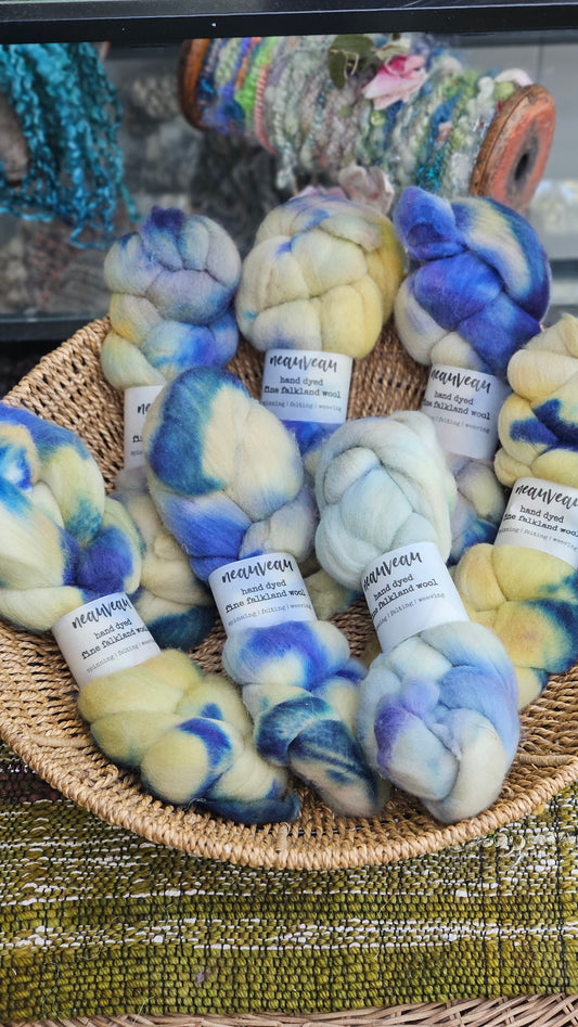 Glacier - hand dyed fine wool roving for felting and blending - 2 ounces | 57 grams