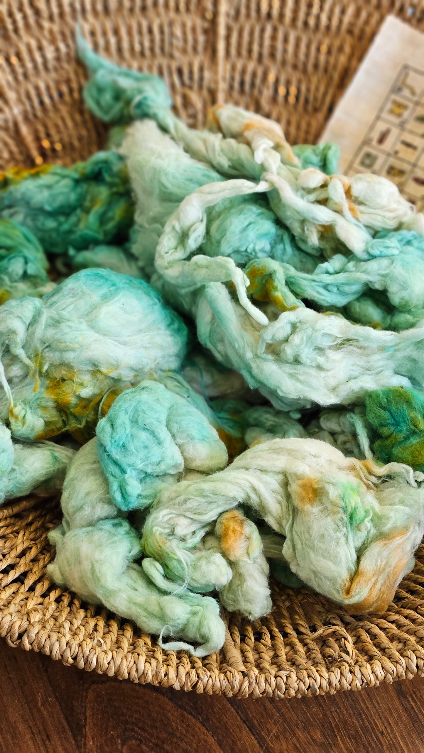 HORUS Hand-Dyed Organic Extra Fine Cotton Noil for fiber art, texture blending, and papermaking - 1 ounce | 28 grams