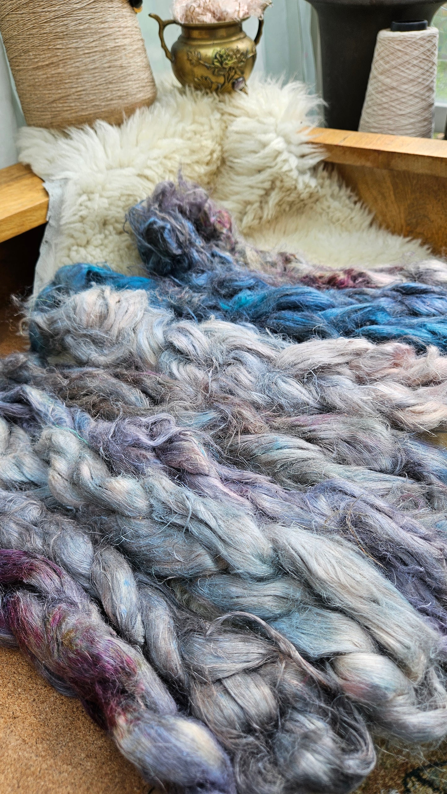 MERLIN Hand-Dyed Fine Hemp for fiber art, texture blending, and papermaking - 2 ounces | 57 grams