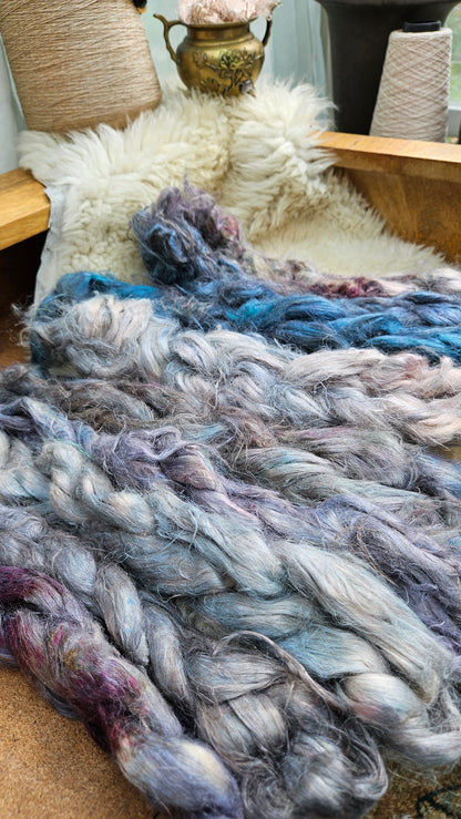 MERLIN - rare hand-dyed hemp top for carding into art batts - 2 ounces | 57 grams