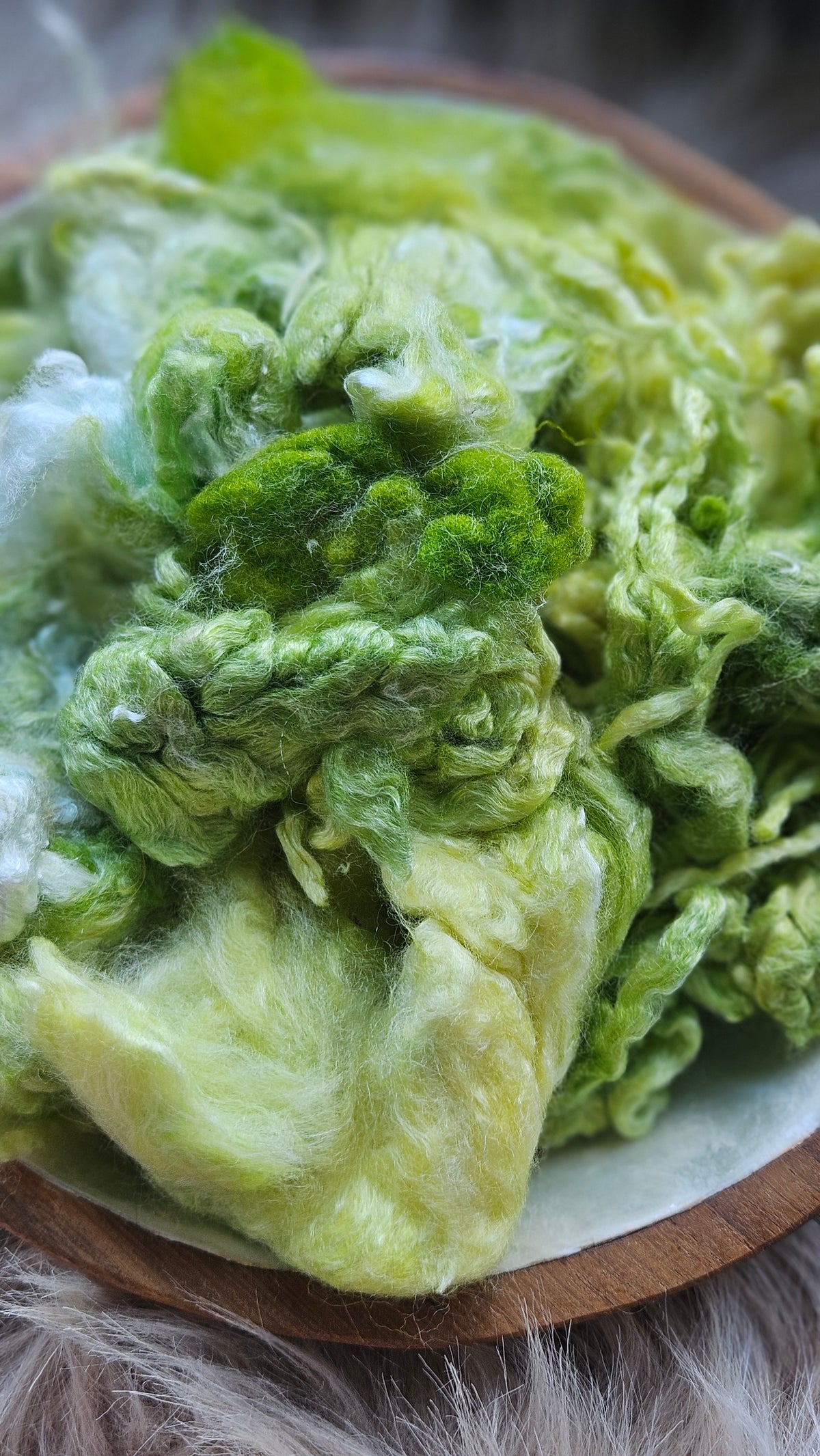 Lemon Lime - hand-dyed fine wool and silky bamboo mill ends - 5 oz |  142 g