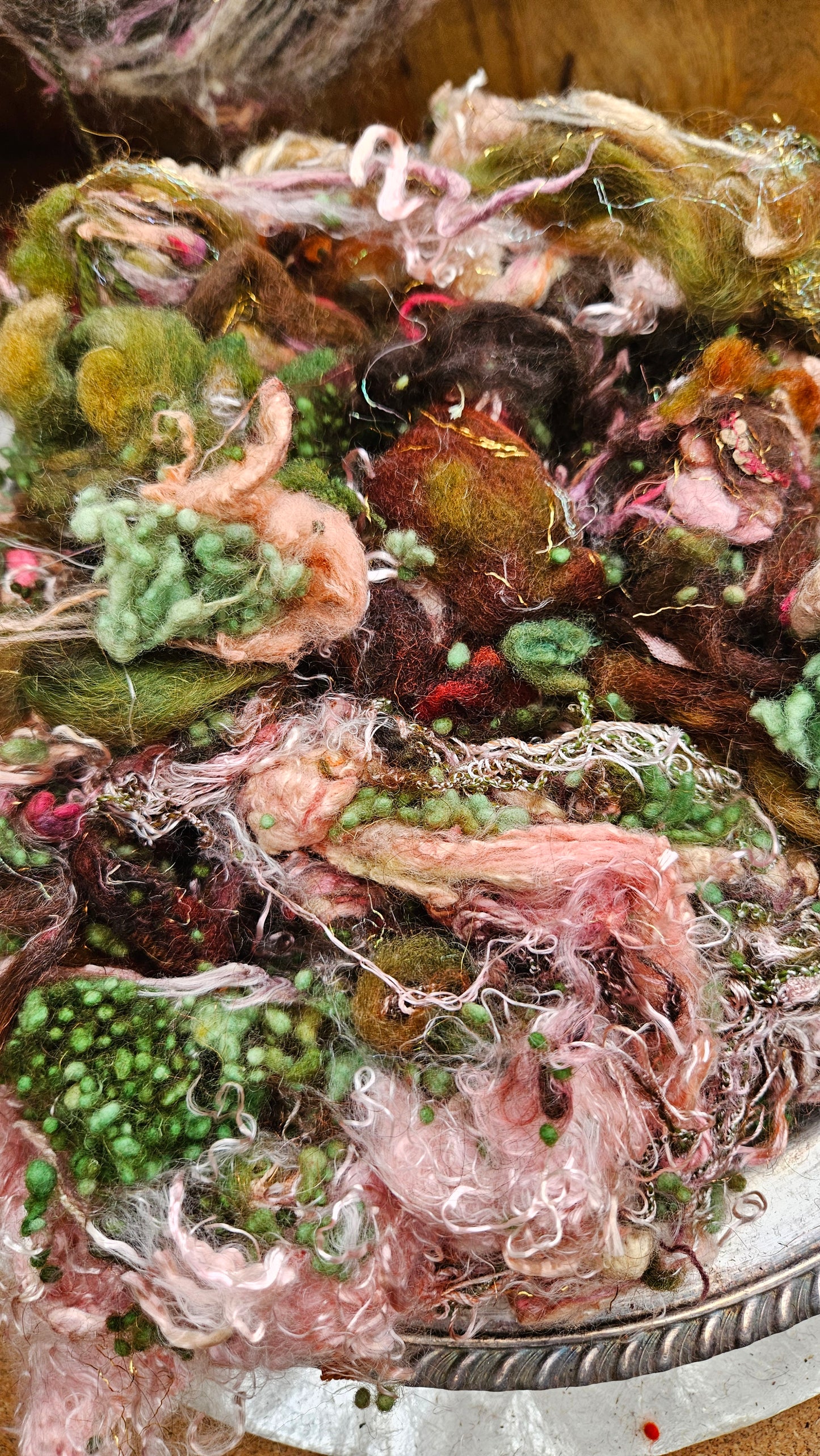 HIDDEN VALLEY - Hand-Dyed Alpaca Bamboo Texture Blend for art yarn embellishing, texture blending, felting, mixed media, and fiber art - 4 ounces | 114 grams