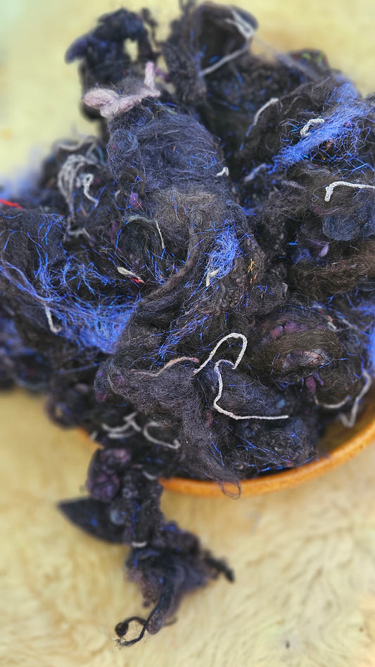 STORMFRONT - Hand-Dyed Alpaca Bamboo Texture Blend for art yarn embellishing, texture blending, felting, mixed media, and fiber art - 4 ounces | 114 grams