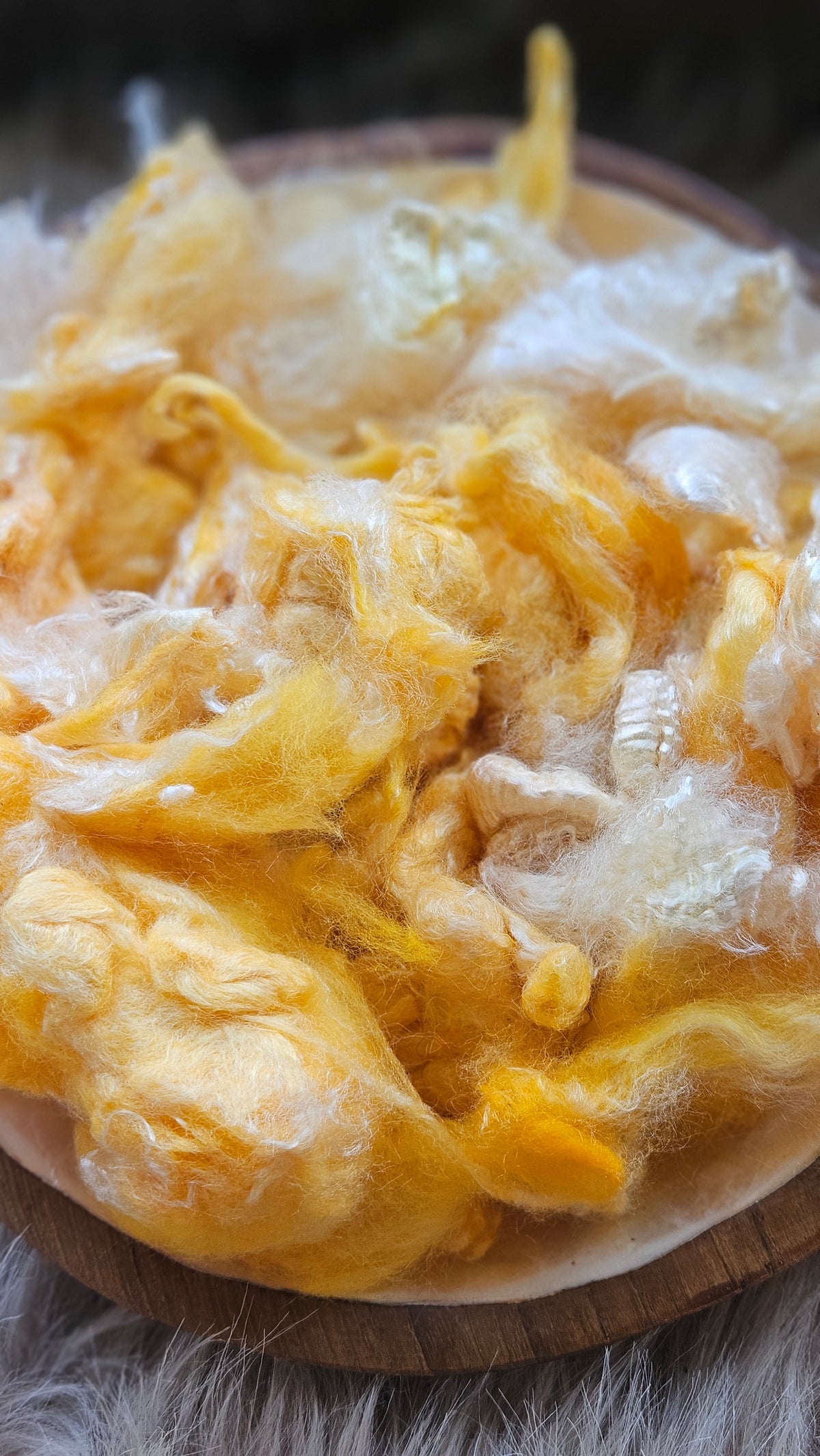Tangerine - hand-dyed fine wool and silky bamboo mill ends - 5 oz |  142 g