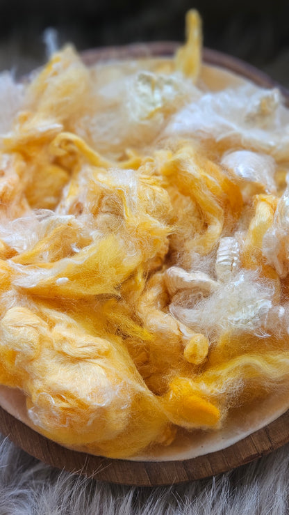 Tangerine - wool & bamboo blend for spinning & felting - 5 oz |  142 g