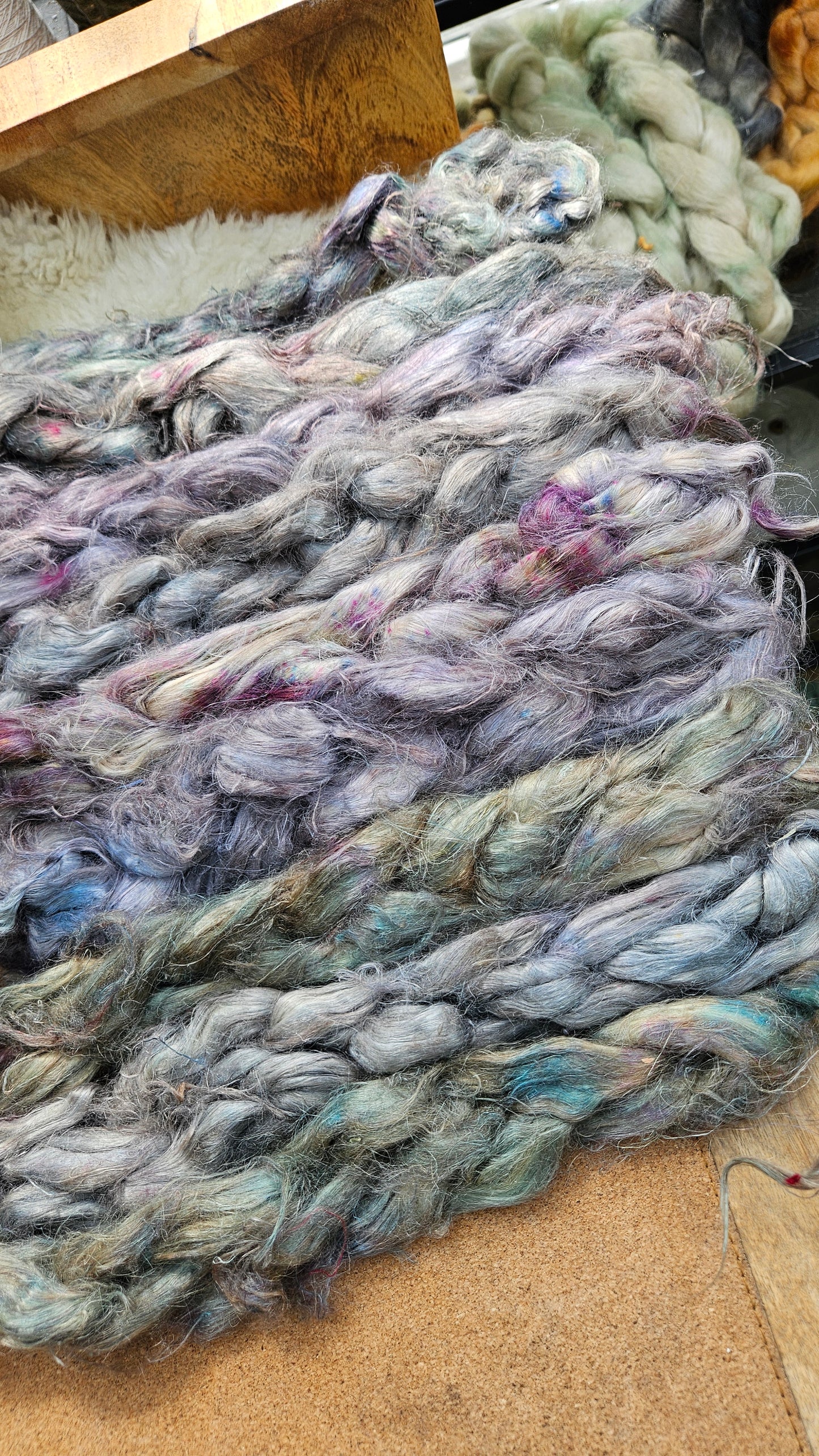 SELKIE Hand-Dyed Fine Hemp for fiber art, texture blending, and papermaking - 2 ounces | 57 grams