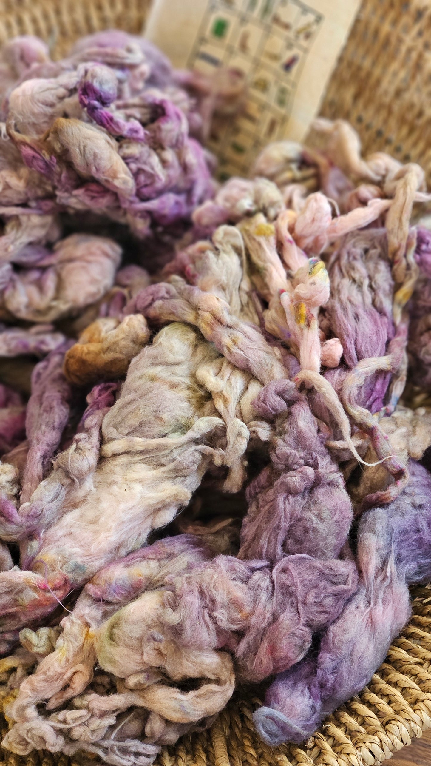 CLEOPATRA Hand-Dyed Organic Extra Fine Cotton Noil for fiber art, texture blending, and papermaking - 1 ounce | 28 grams