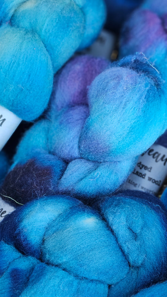 Crater - hand dyed fine wool roving for felting and blending - 2 ounces | 57 grams