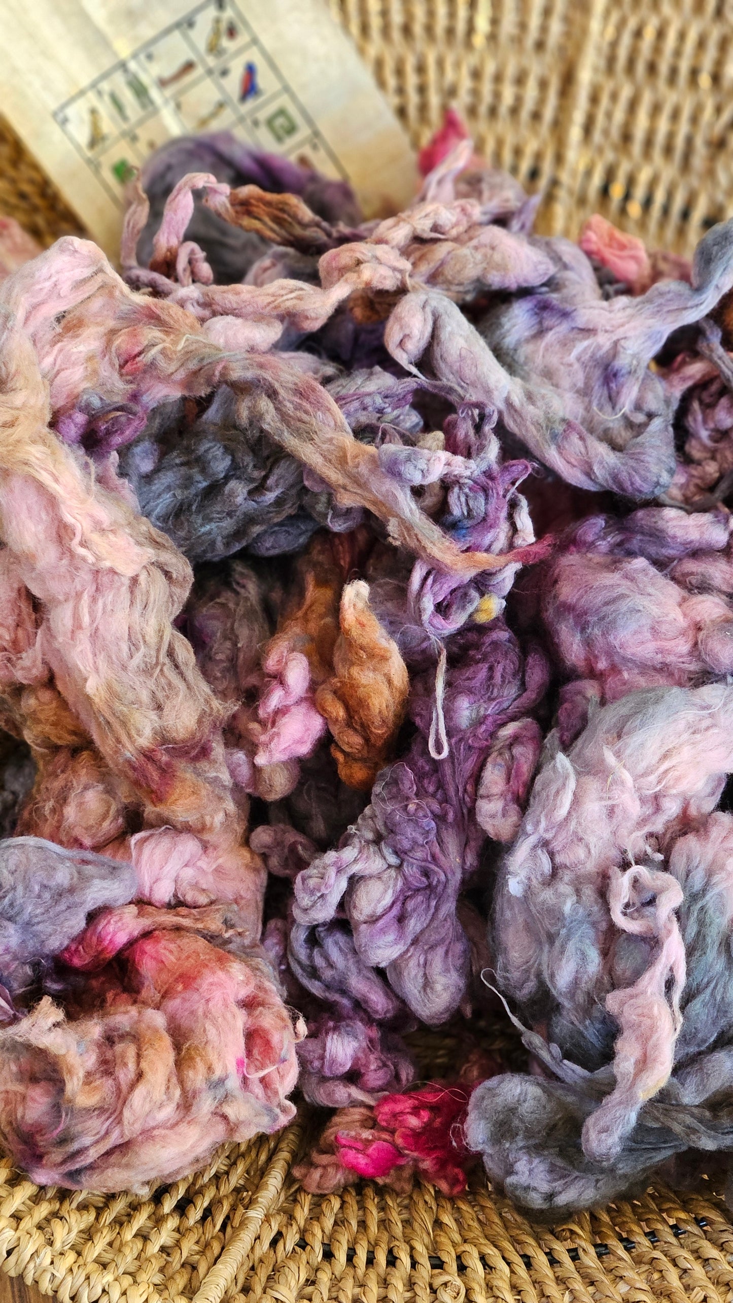 ABYDOS Hand-Dyed Organic Extra Fine Cotton Noil for fiber art, texture blending, and papermaking - 1 ounce | 28 grams