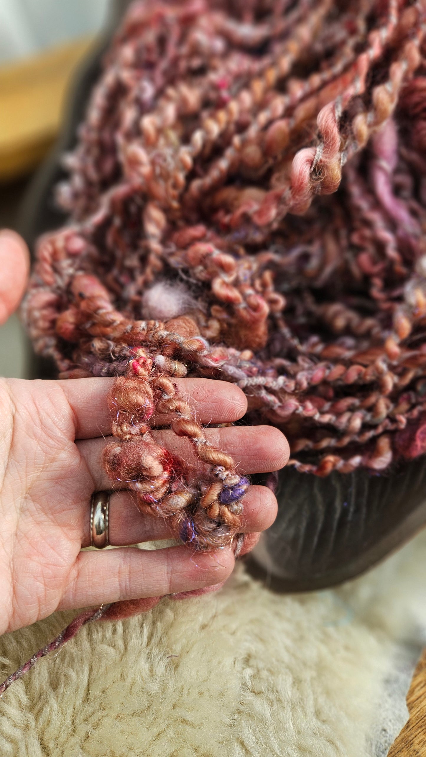 MEADOW SUNRISE - Bulky Handspun Art Yarn XL Skein - 40 yards | 4.3 ounces | 122 grams