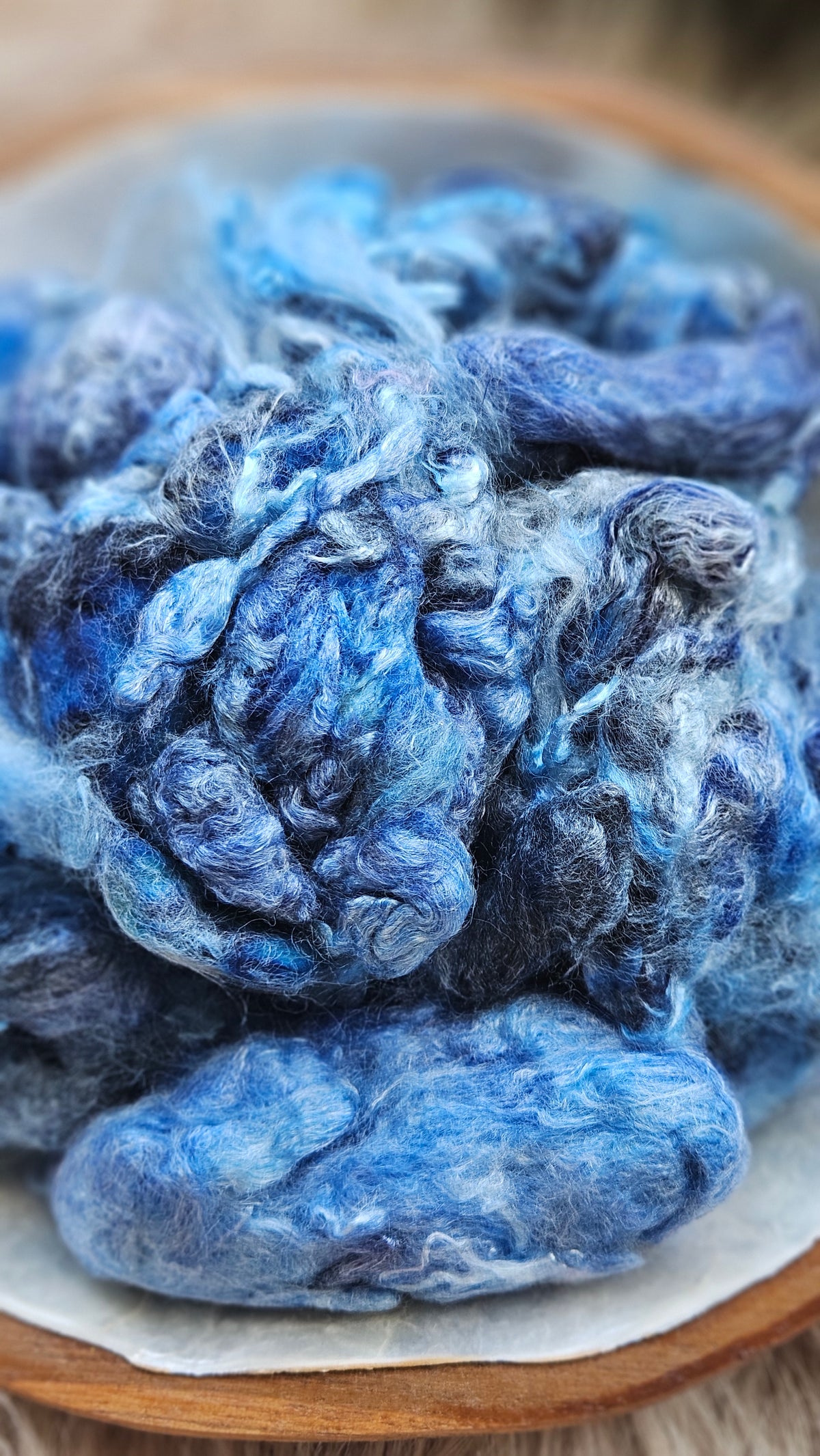 Blueberry - hand-dyed fine wool and silky bamboo mill ends - 5 oz |  142 g