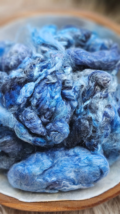 Blueberry - wool & bamboo blend for spinning & felting - 5 oz |  142 g
