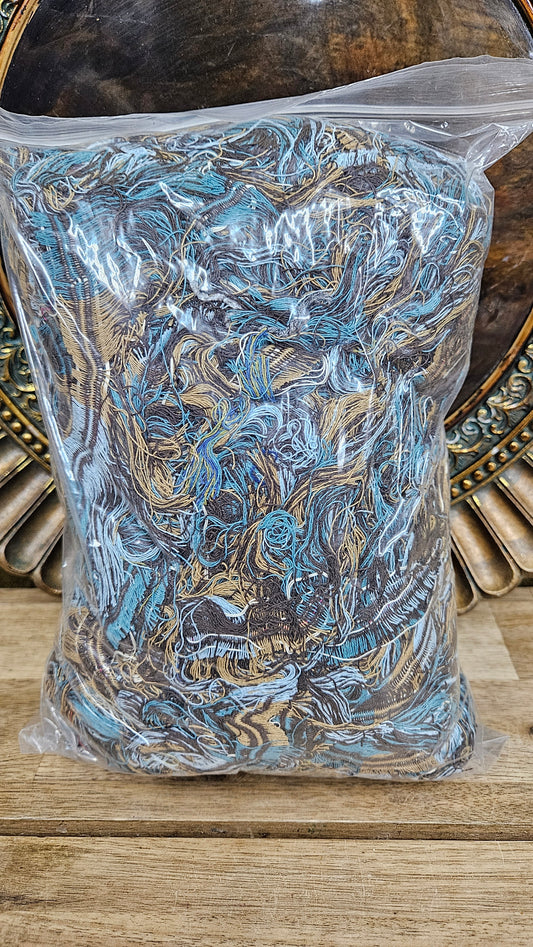 TROPICAL NIGHT - shaggy fringe ribbon for tapestry weaving and fiber art - TEAL014 (1.4 lb)