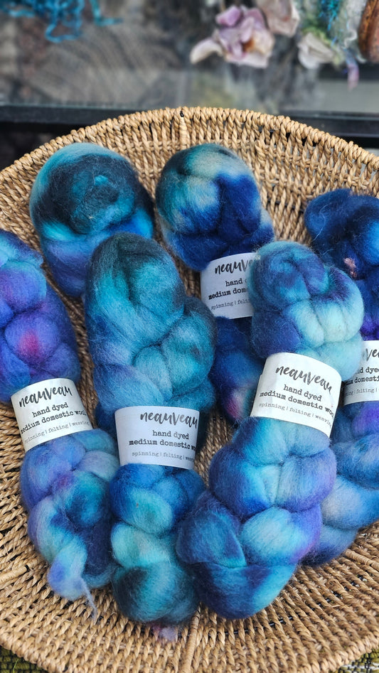 Fairywren - hand dyed domestic wool roving for felting and blending - 2 ounces | 57 grams