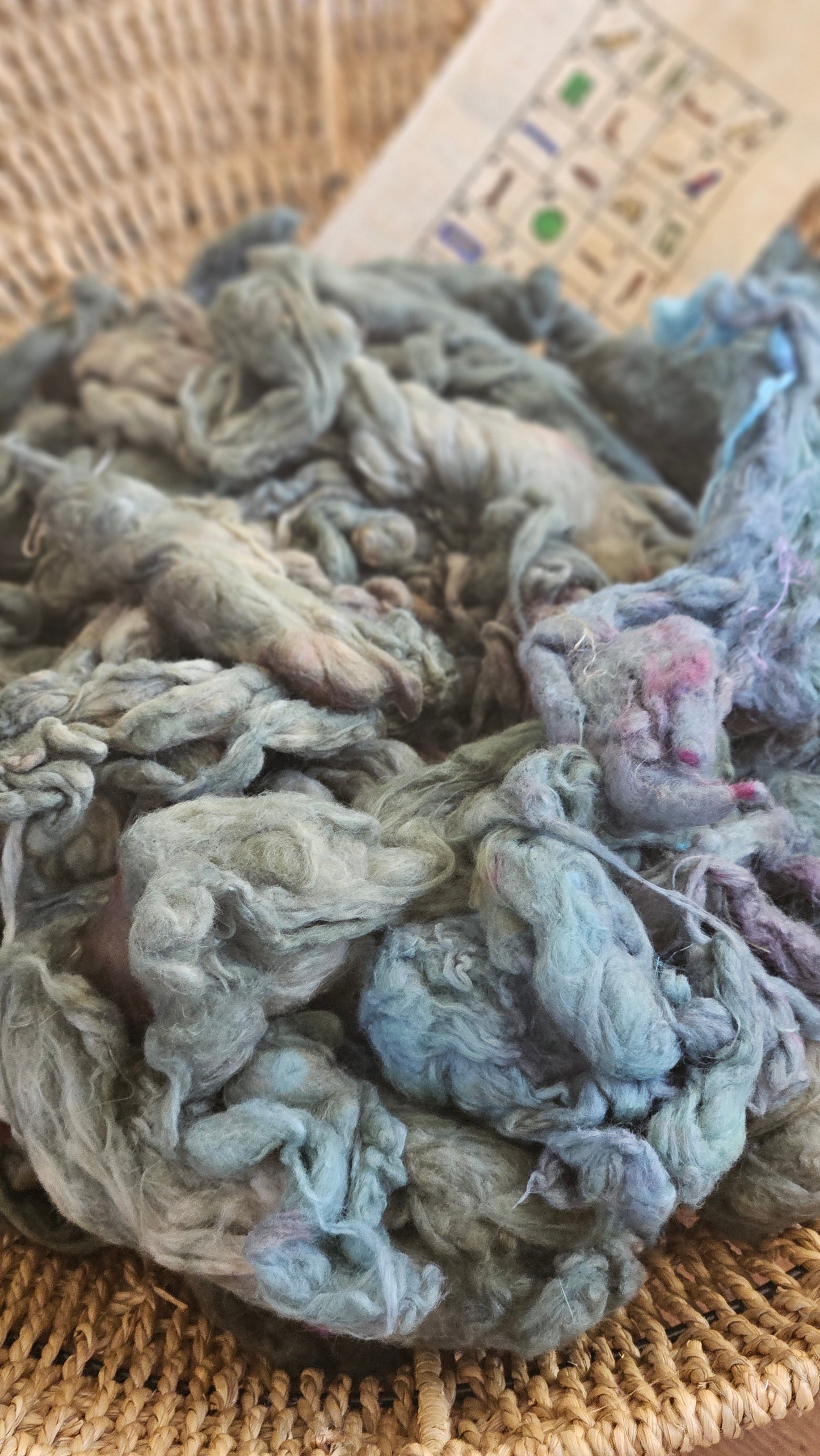 SOBEK Hand-Dyed Organic Extra Fine Cotton Noil for fiber art, texture blending, and papermaking - 1 ounce | 28 grams