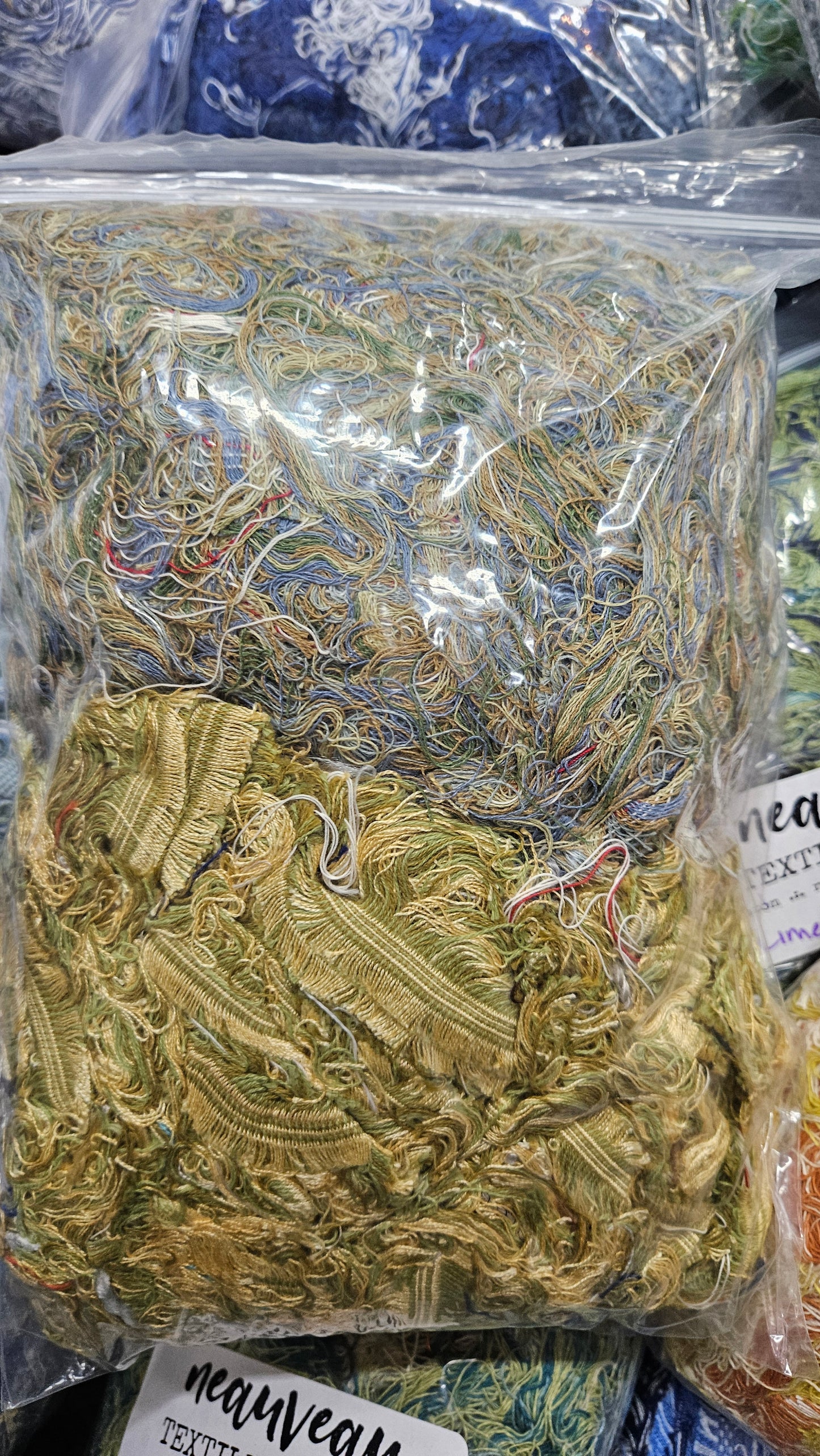 LIME TREE - textile selvedge for rug and art weaving and art yarn - LIME003 (1 lb)