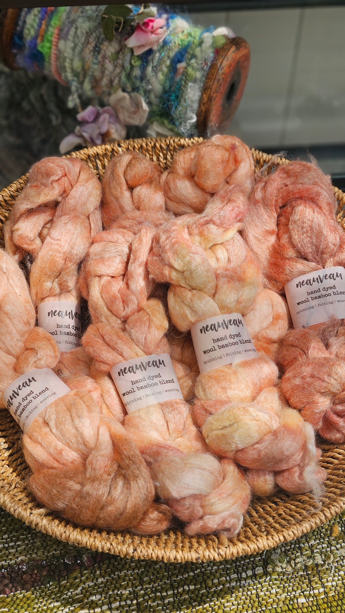 Peach Pearl - wool bamboo roving for felting and blending - 2 ounces | 57 grams