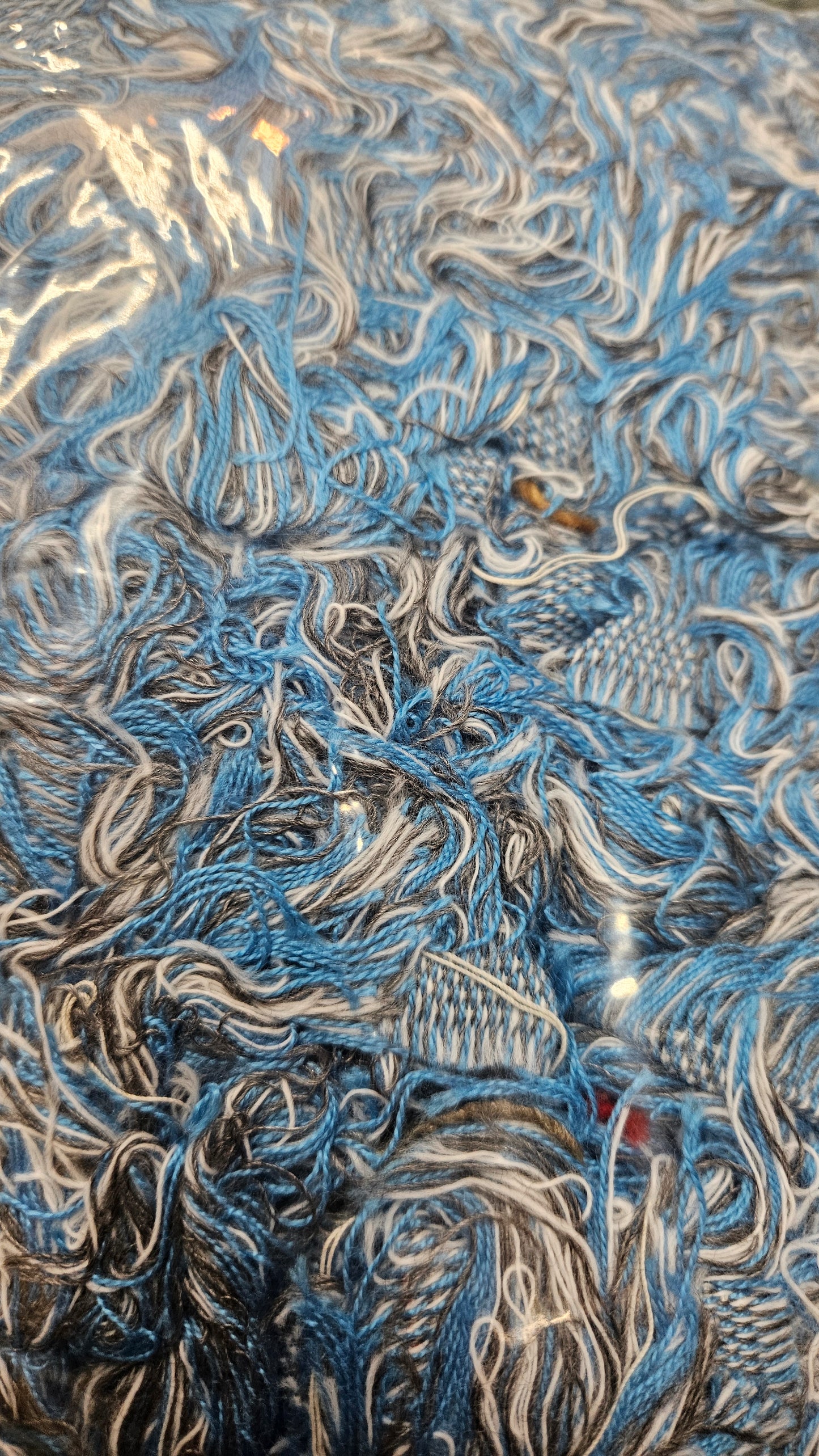 BLUE SKIES - textile selvedge for rug and art weaving and art yarn - SKY010 (1 lb)