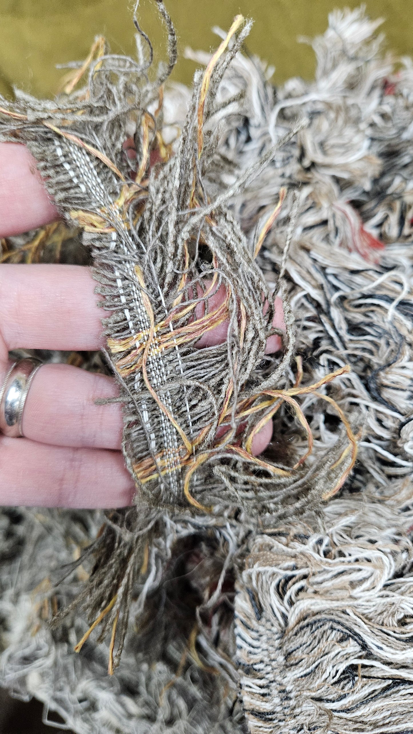 SAND AND SKY - shaggy fringe ribbon for tapestry weaving and fiber art - 4.5 POUNDS