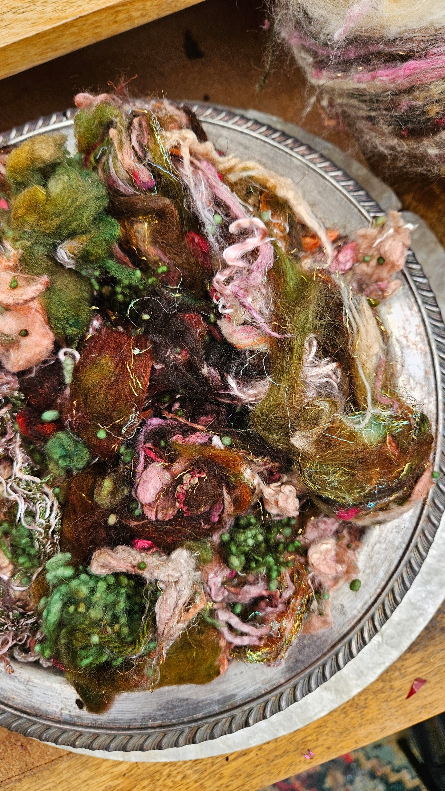 HIDDEN VALLEY - Hand-Dyed Alpaca Bamboo Texture Blend for art yarn embellishing, texture blending, felting, mixed media, and fiber art - 4 ounces | 114 grams